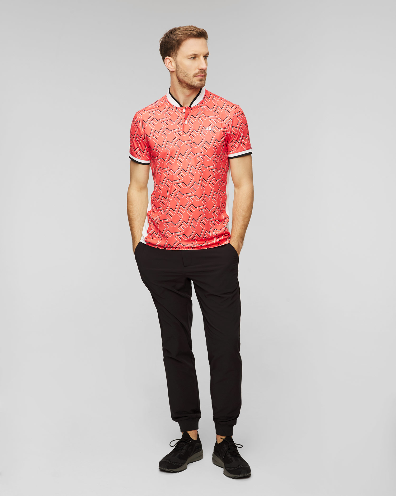 Polo orange pour hommes J.Lindeberg Jensen Print 