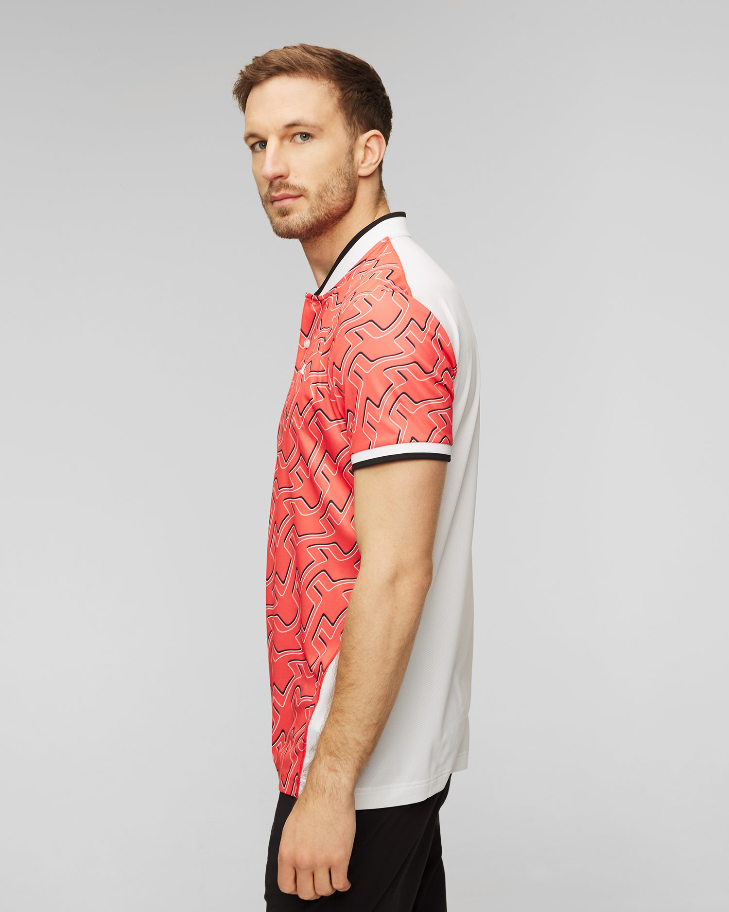 Polo orange pour hommes J.Lindeberg Jensen Print 