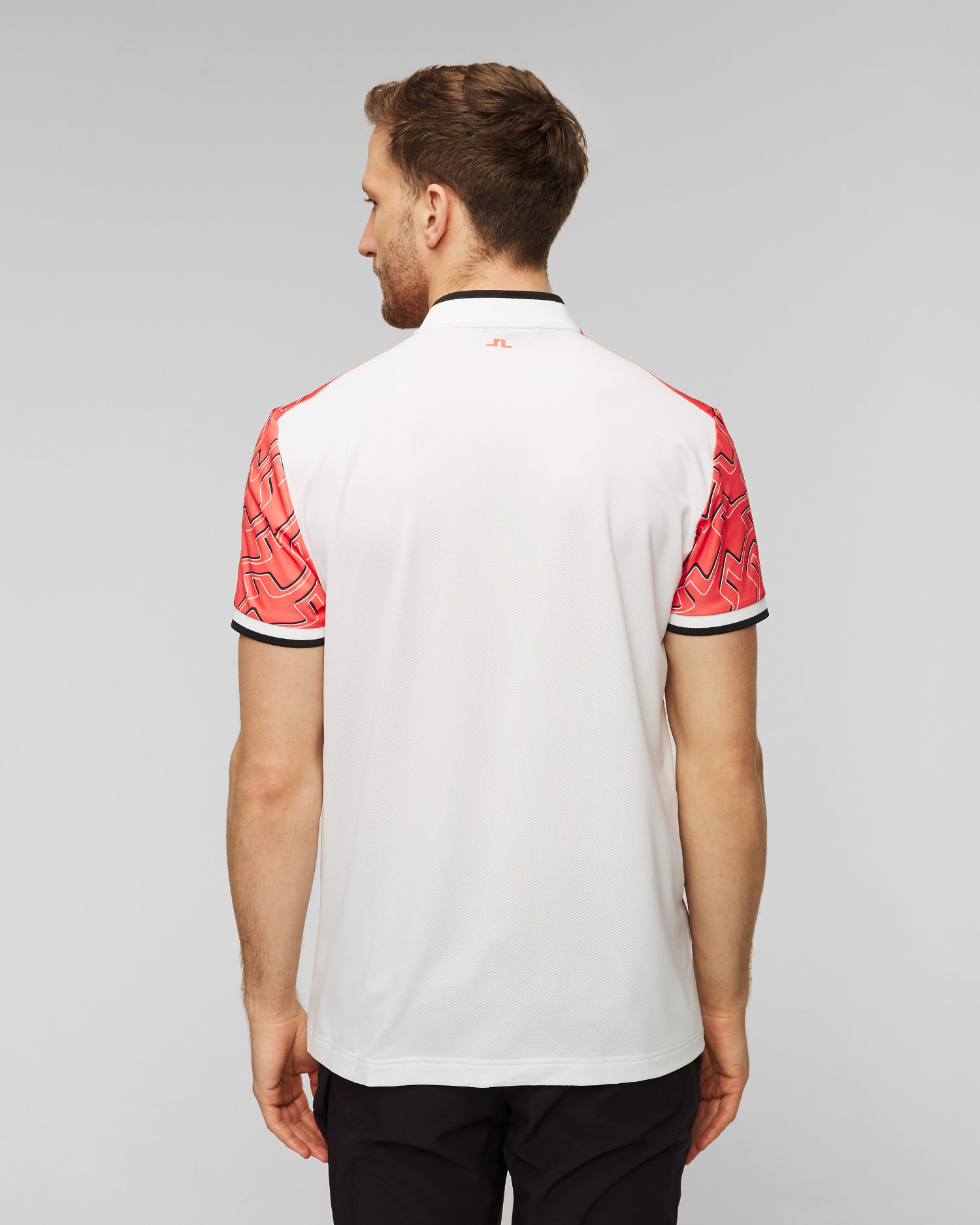 Polo orange pour hommes J.Lindeberg Jensen Print 