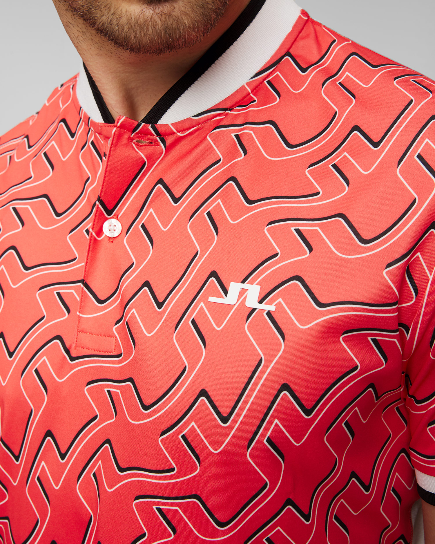 Polo orange pour hommes J.Lindeberg Jensen Print 