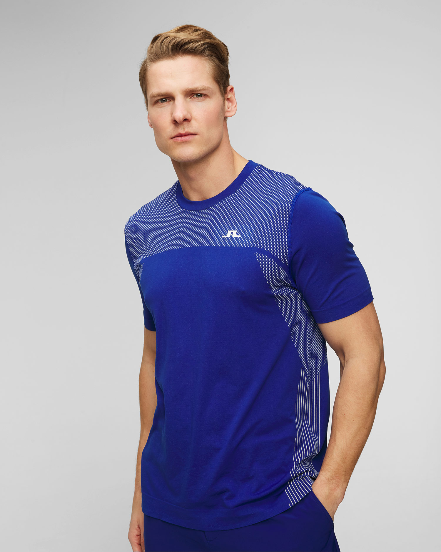 T-shirt blu da uomo J.Lindeberg Kai Seamless Top