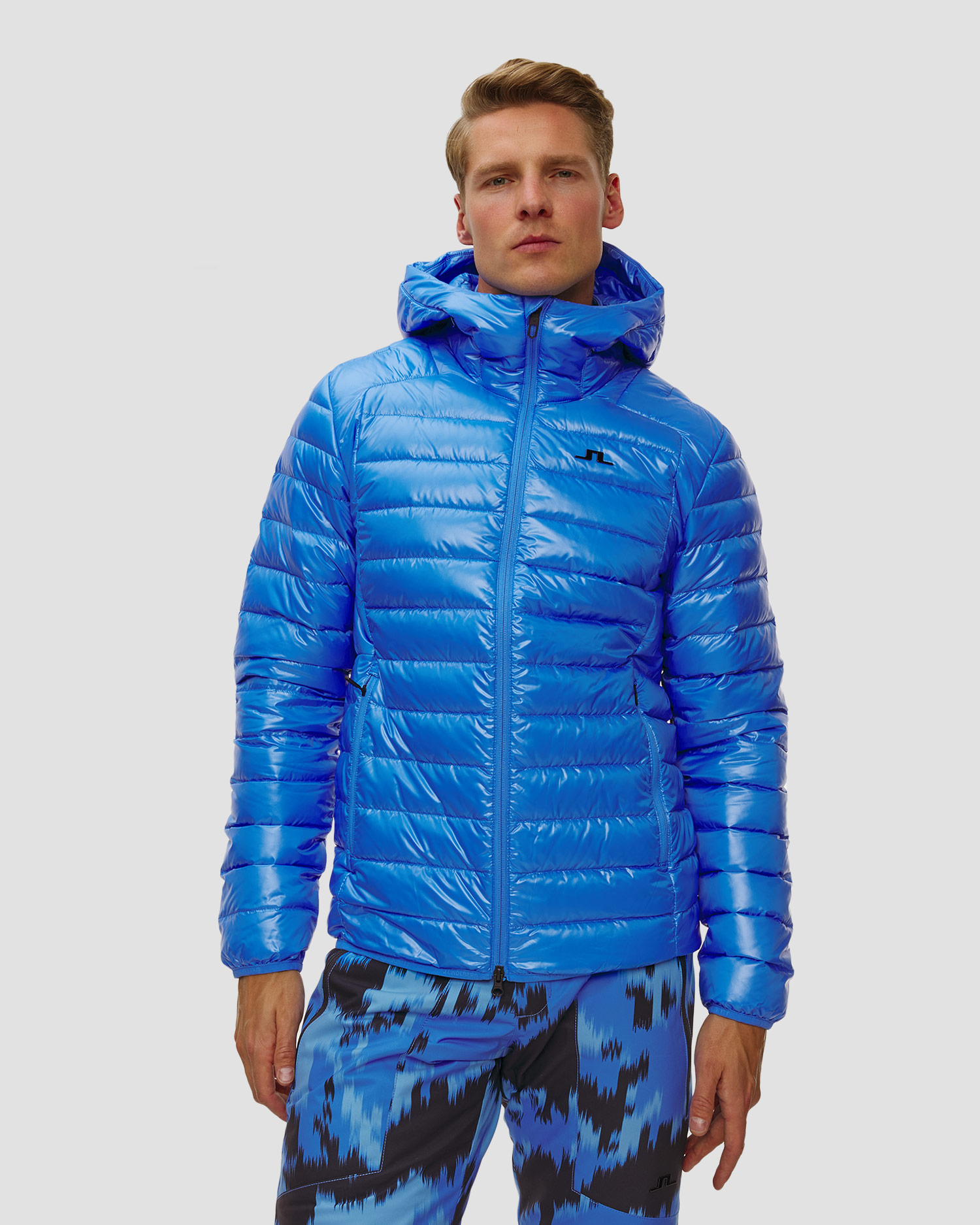 Kurtka puchowa męska J.Lindeberg Oden Light Down Hood niebieska