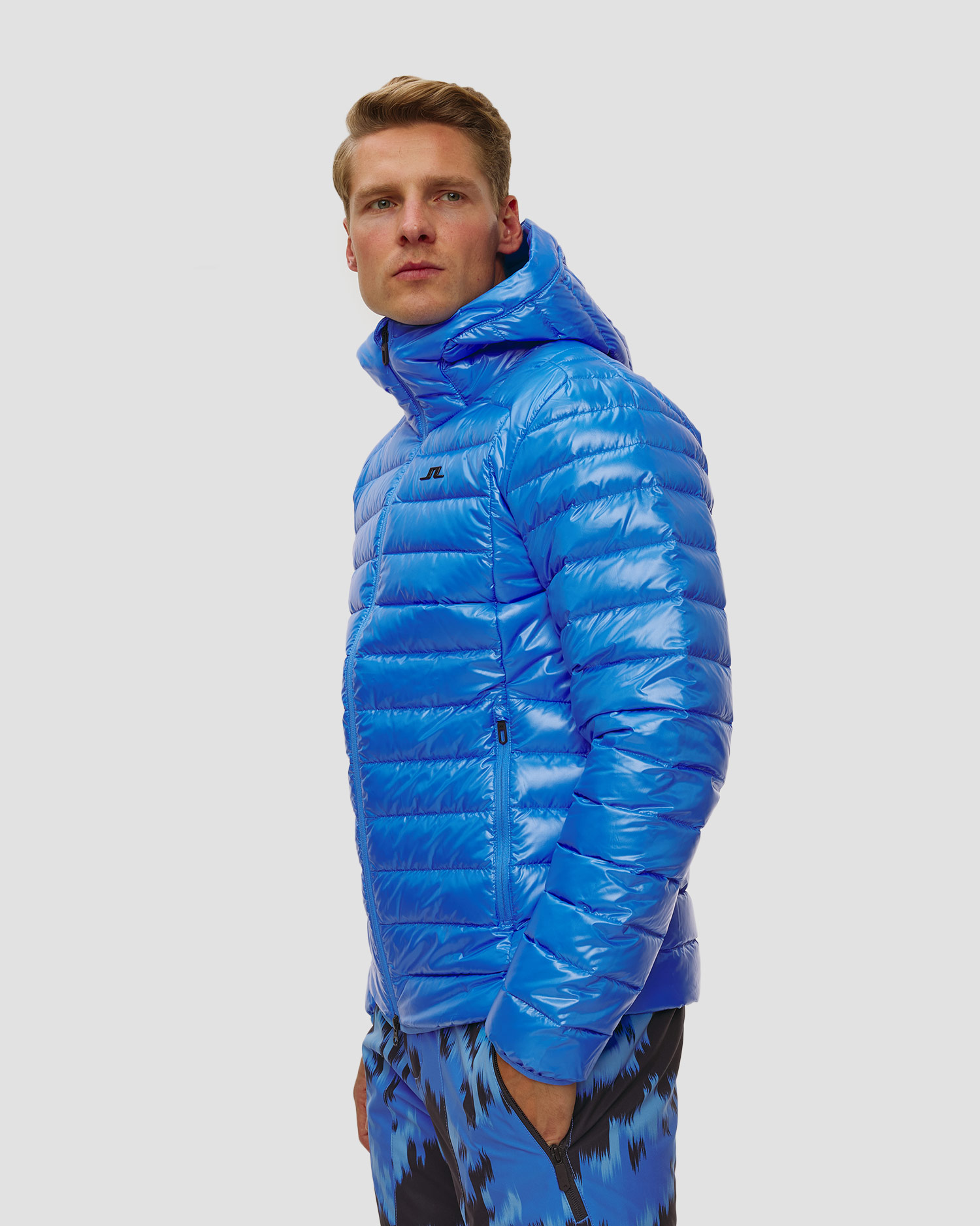 Kurtka puchowa męska J.Lindeberg Oden Light Down Hood niebieska