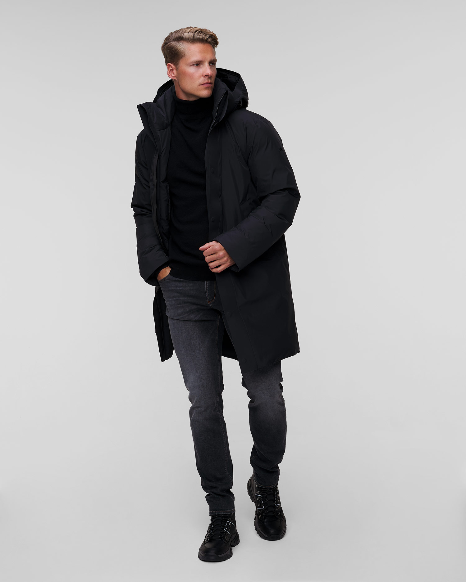 Parka nero con piumino da uomo J.Lindeberg Alon