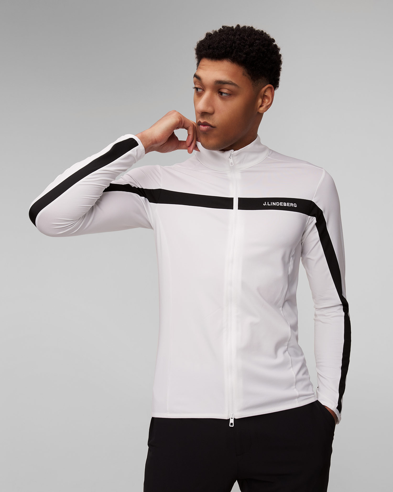 Felpa bianca da uomo J.Lindeberg Jarvis Mid Layer