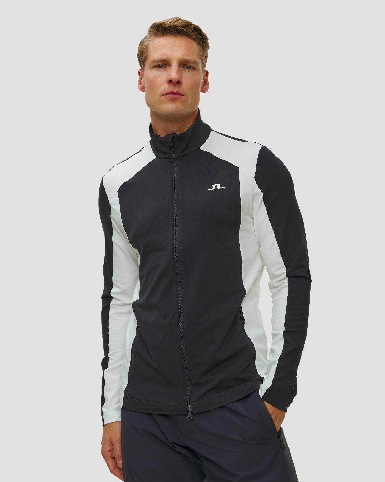 Bluza męska J.Lindeberg Banks Zip Mid Layer granatowa