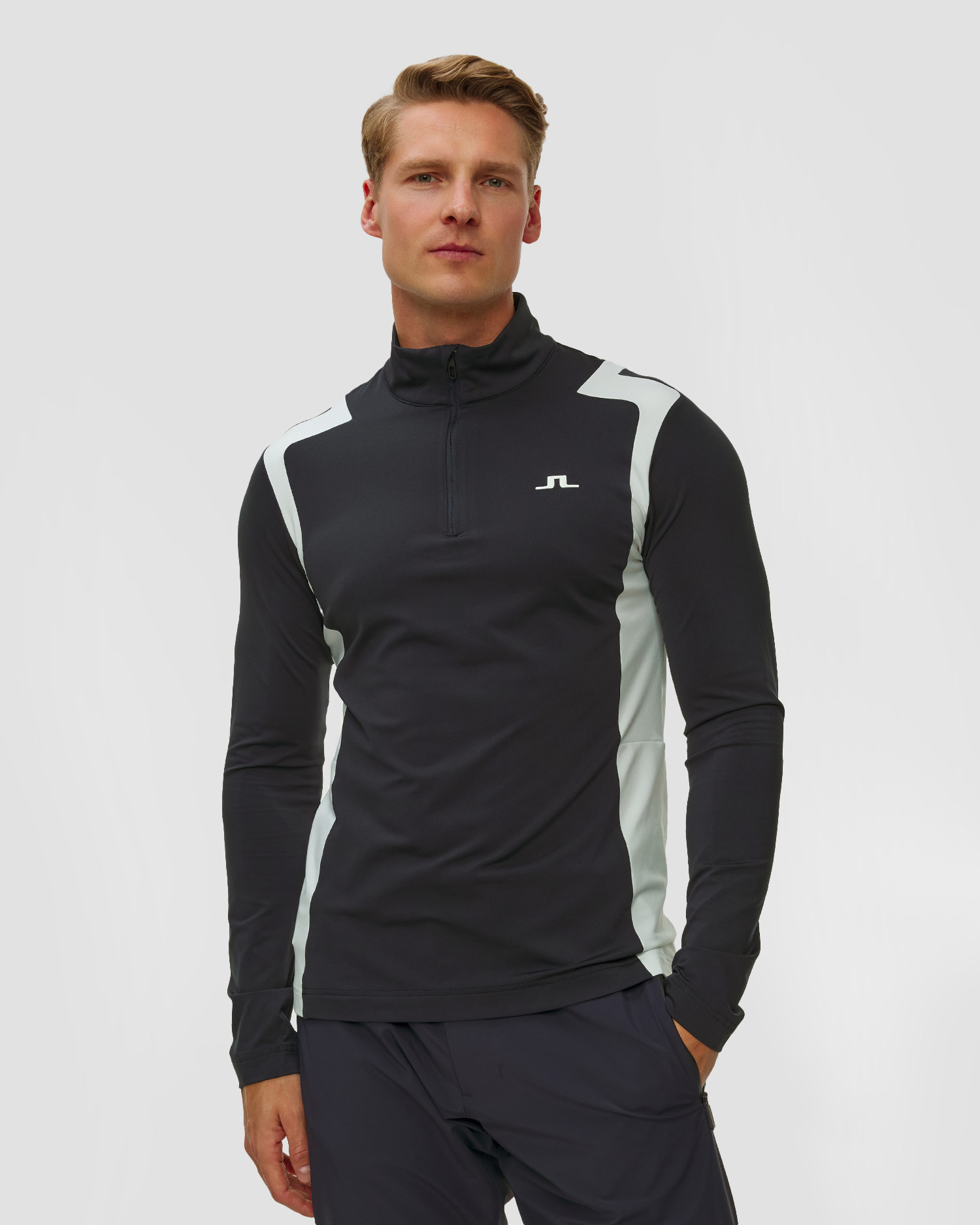J.Lindeberg Lukas Quarter Zip Mid Layer Herren-Sweatshirt in Marineblau, Farbe/Muster: Granatowy