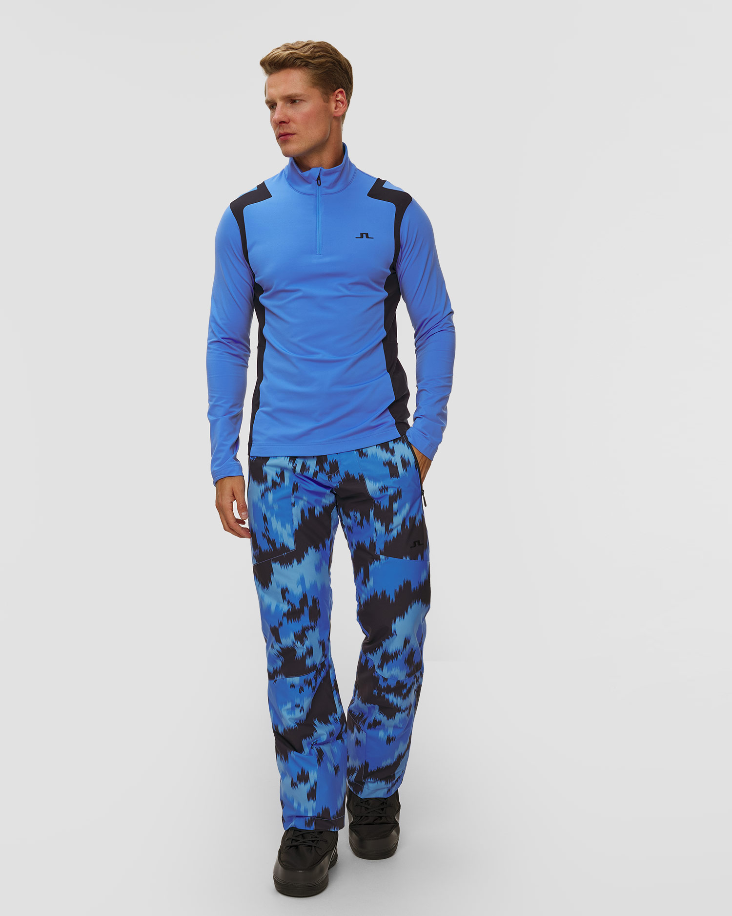 Bluza męska J.Lindeberg Lukas Quarter Zip Mid Layer niebieski