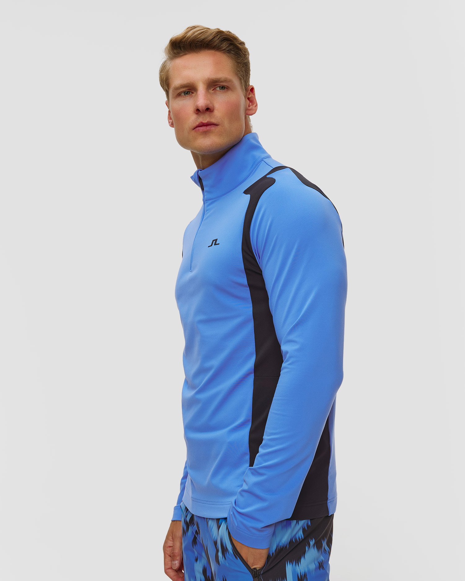 Bluza męska J.Lindeberg Lukas Quarter Zip Mid Layer niebieski