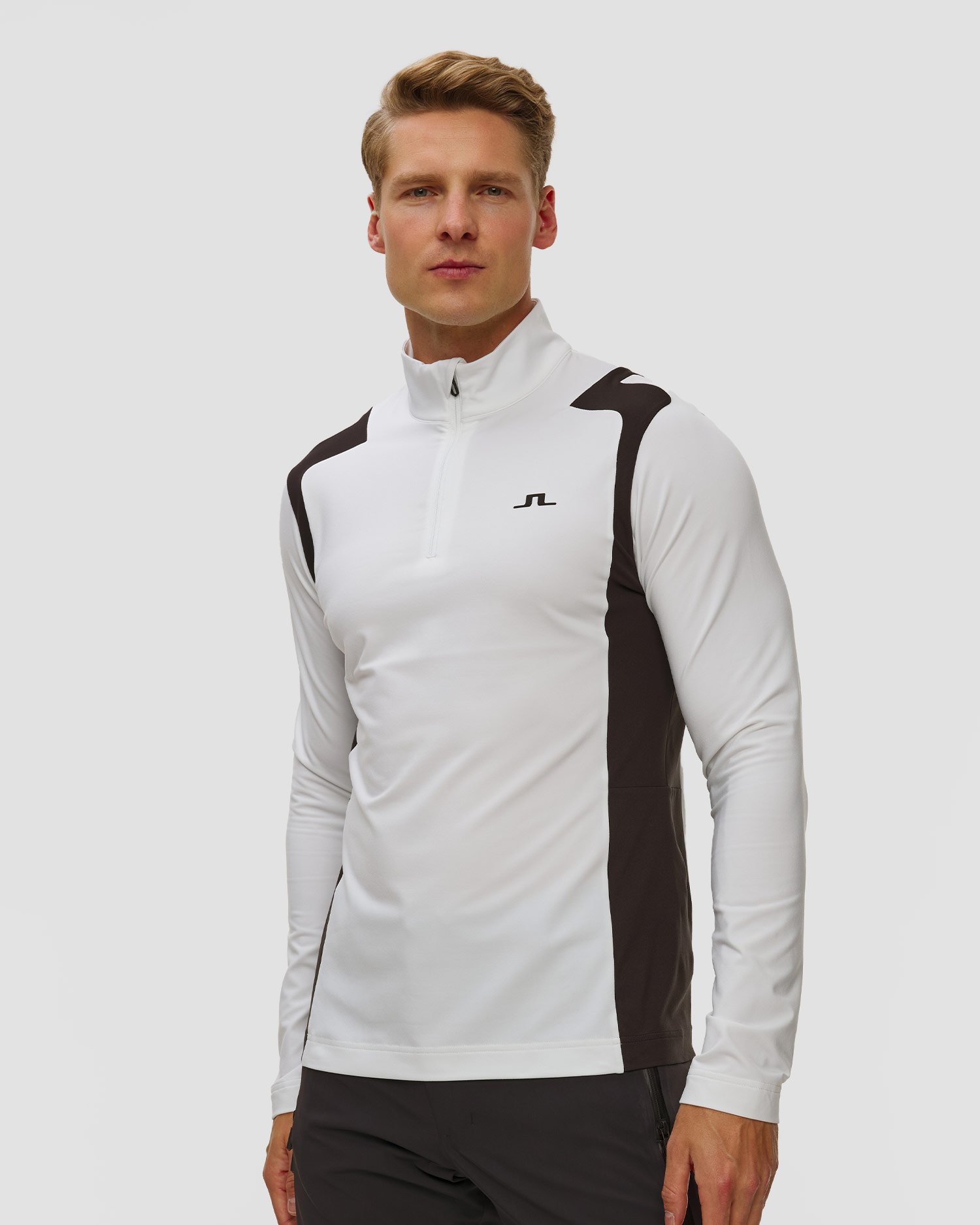 J.Lindeberg Lukas Quarter Zip Mid Layer Herren-Sweatshirt in Weiß, Farbe/Muster: Biały