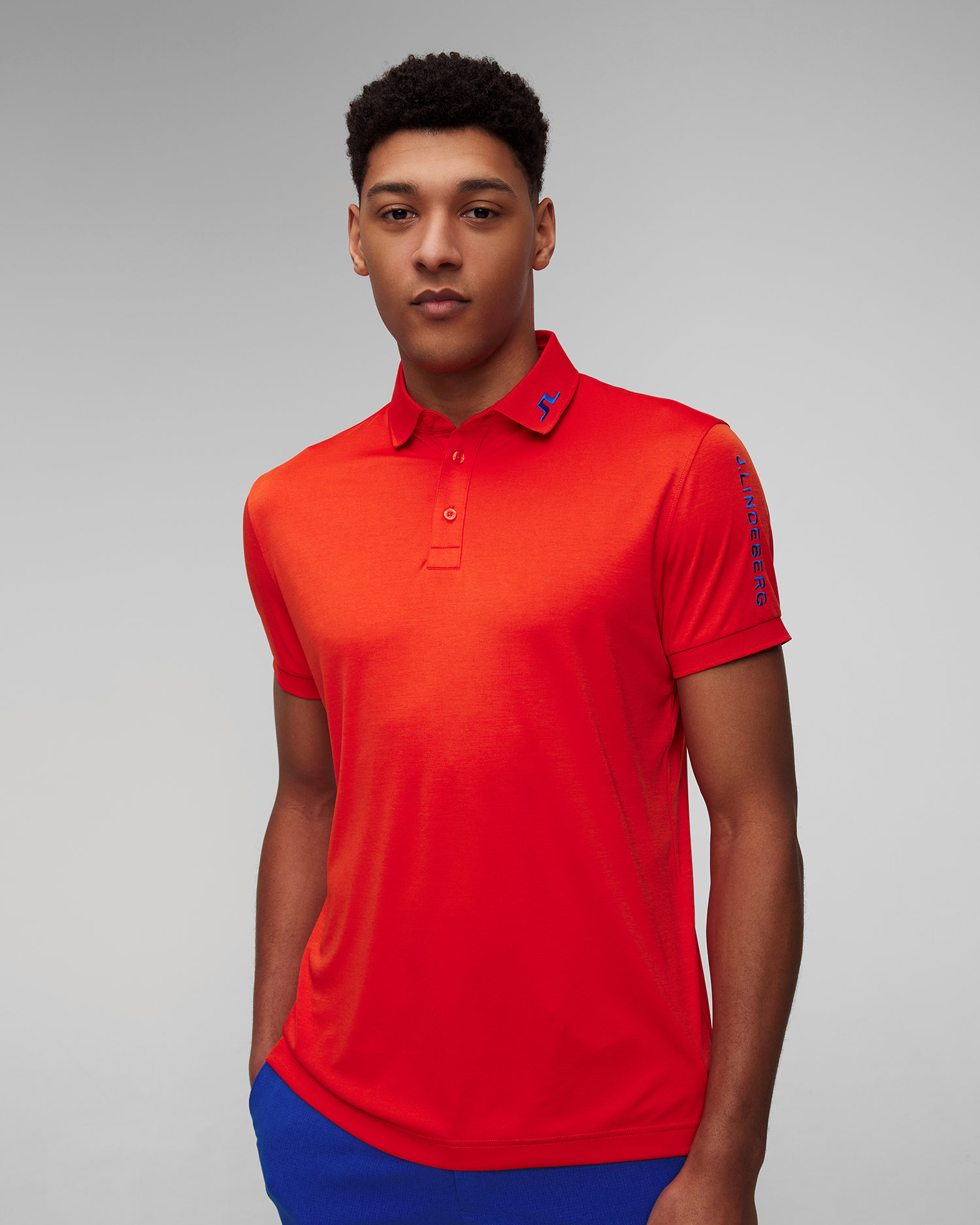 Polo arancione da uomo J.Lindeberg Tour Tech