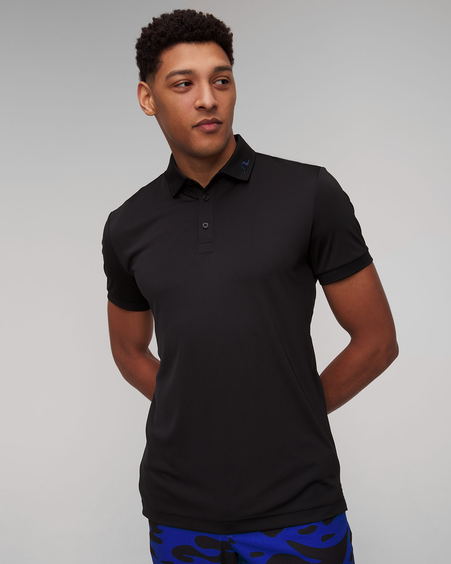 Polo nera da uomo J.Lindeberg KV Print