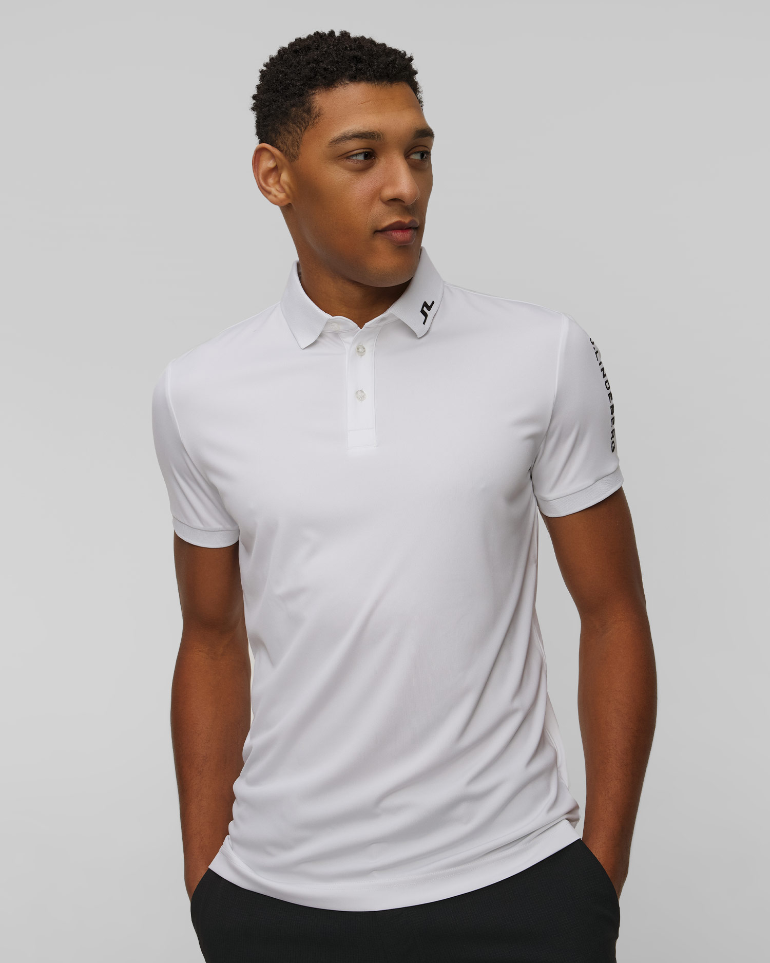 Pánské funkční polo J.Lindeberg Tour Tech Slim Fit Polo v Bílé Barvě