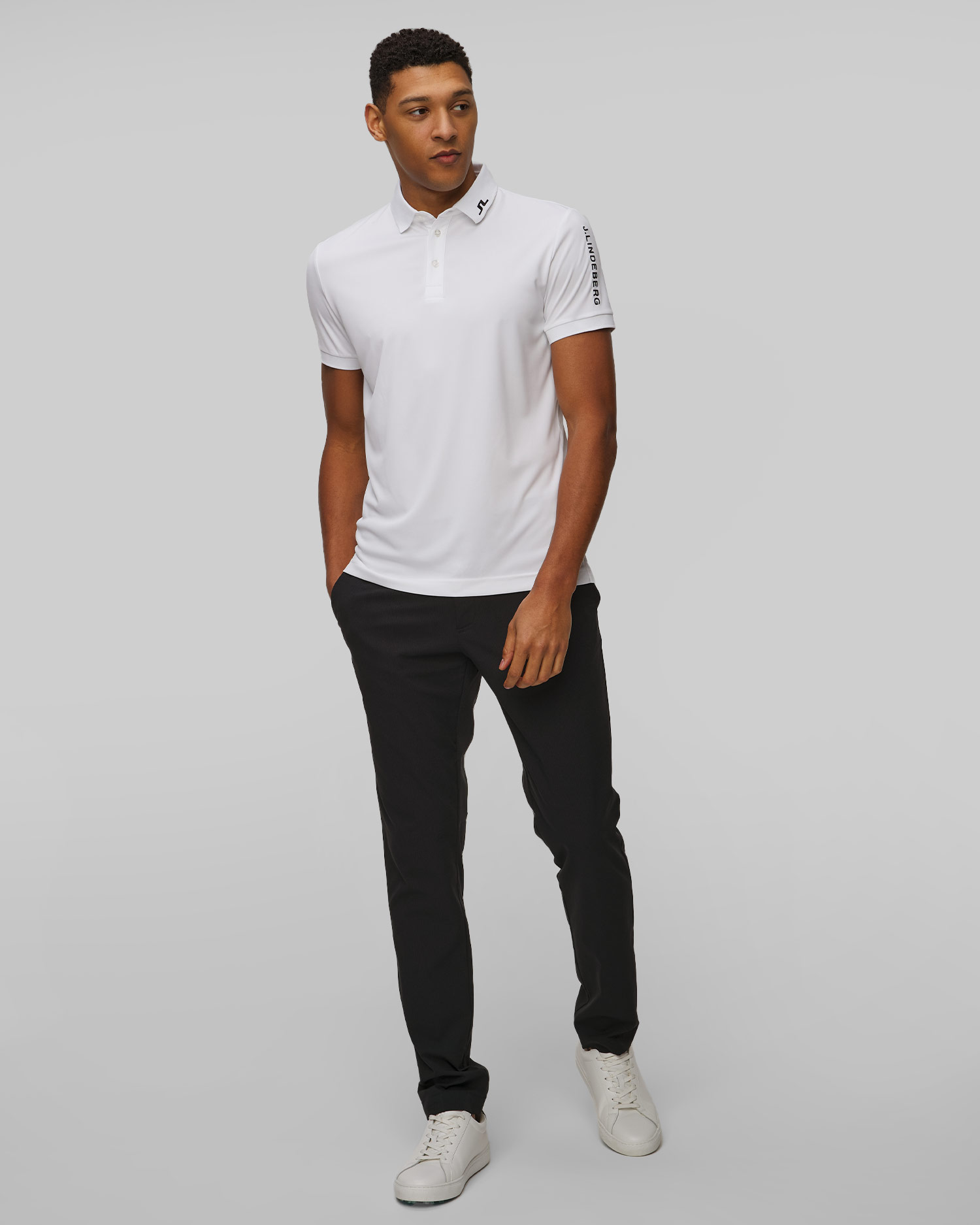 Pánské funkční polo J.Lindeberg Tour Tech Slim Fit Polo v Bílé Barvě