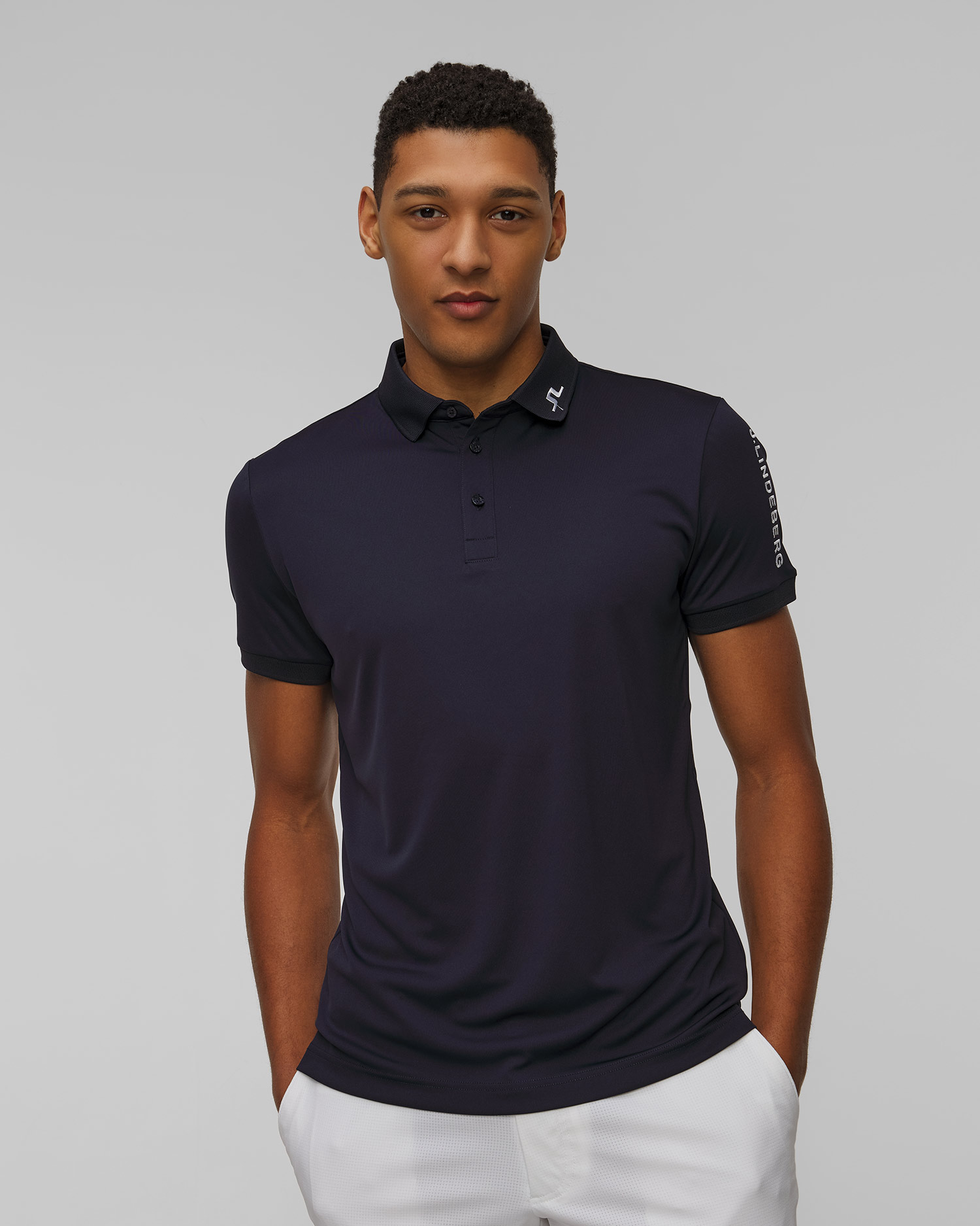 Pánska funkčná polokošeľa J.Lindeberg Tour Tech Slim Fit tmavomodrá