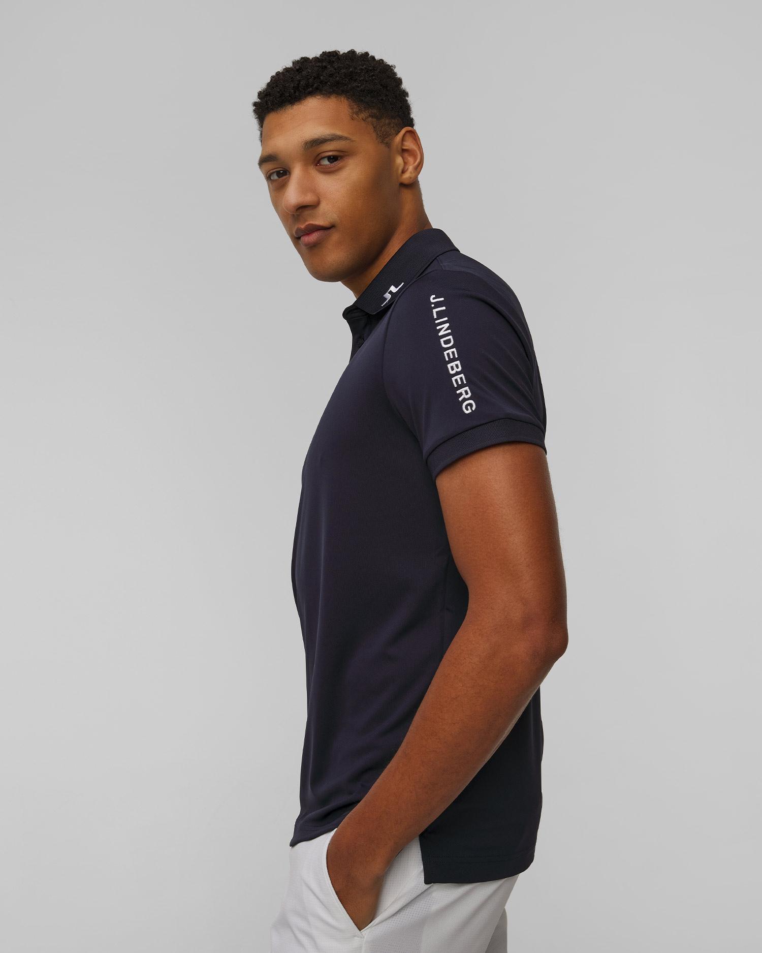 Polo techniczne męskie J.Lindeberg Tour Tech Slim Fit Polo granatowe