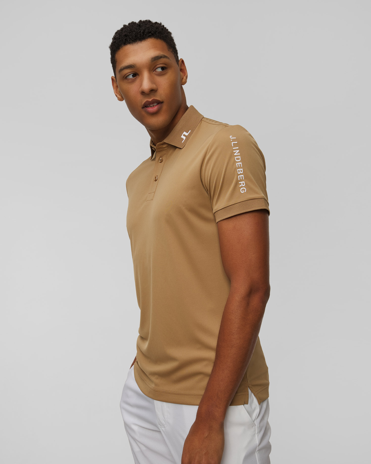 Polo techniczne męskie J.Lindeberg Tour Tech Slim Fit Polo złote