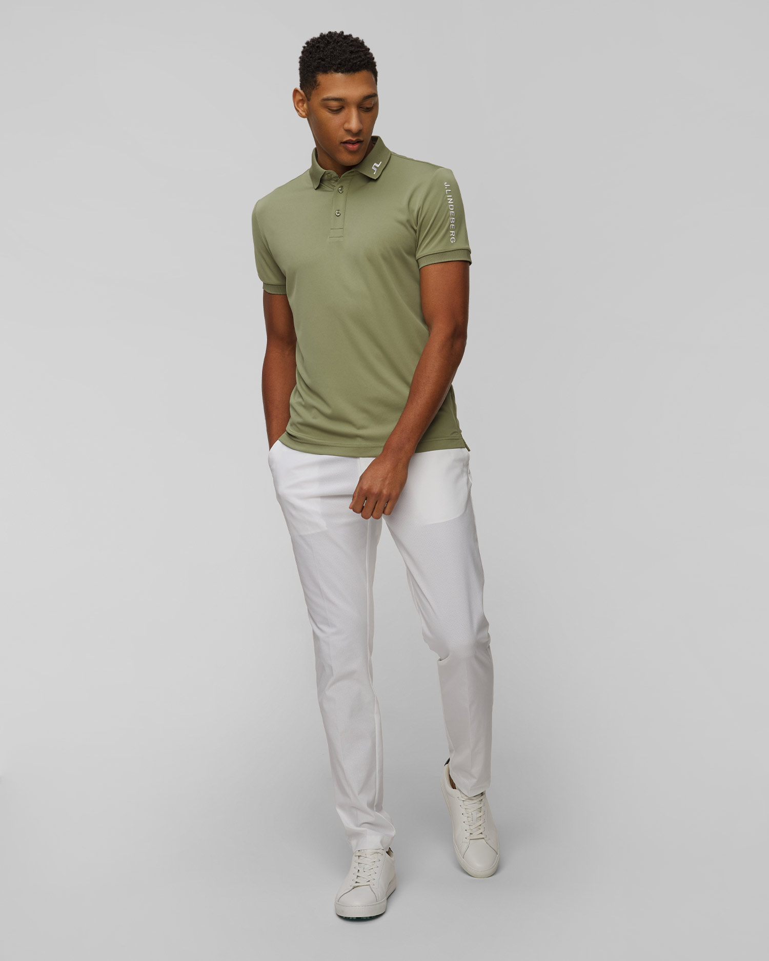 Pánské funkční polo J.Lindeberg Tour Tech Slim Fit Polo v Zelené Barvě