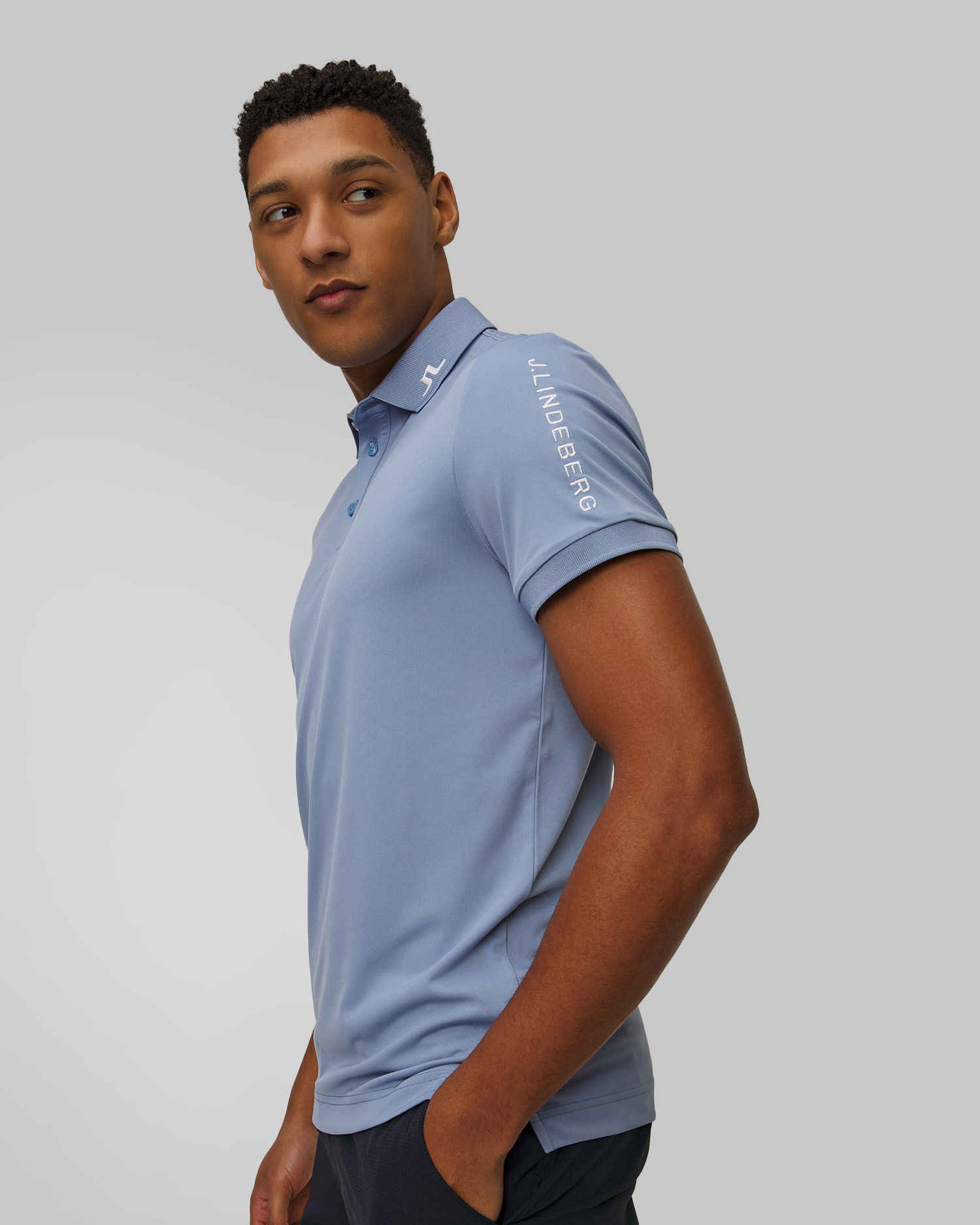 Polo techniczne męskie J.Lindeberg Tour Tech Slim Fit Polo niebieskie
