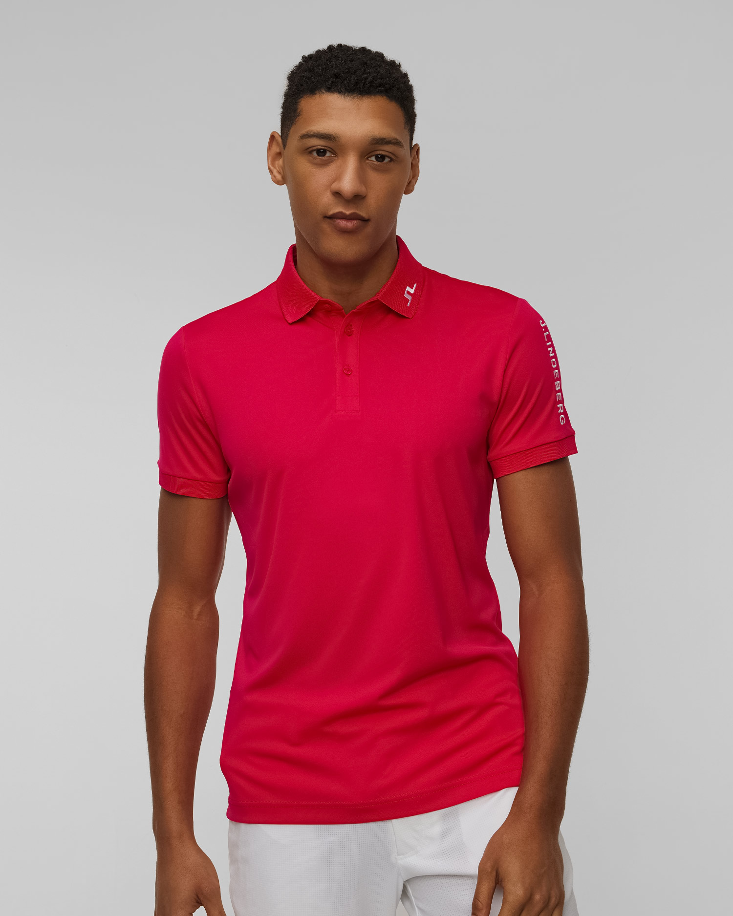 Pánské funkční polo J.Lindeberg Tour Tech Slim Fit Polo v Červené Barvě