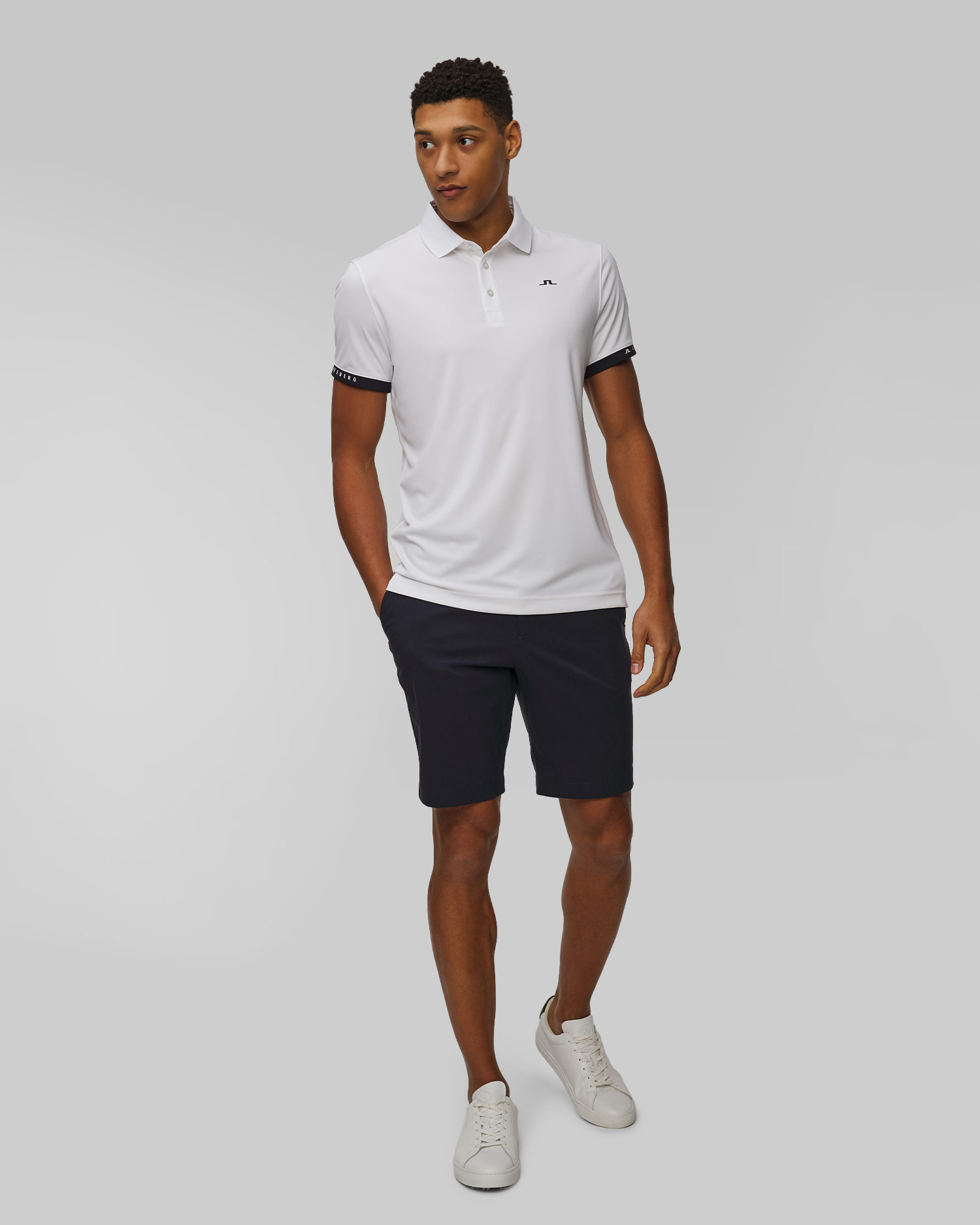 Pánské funkční polo J.Lindeberg Guy Polo v Bílé Barvě