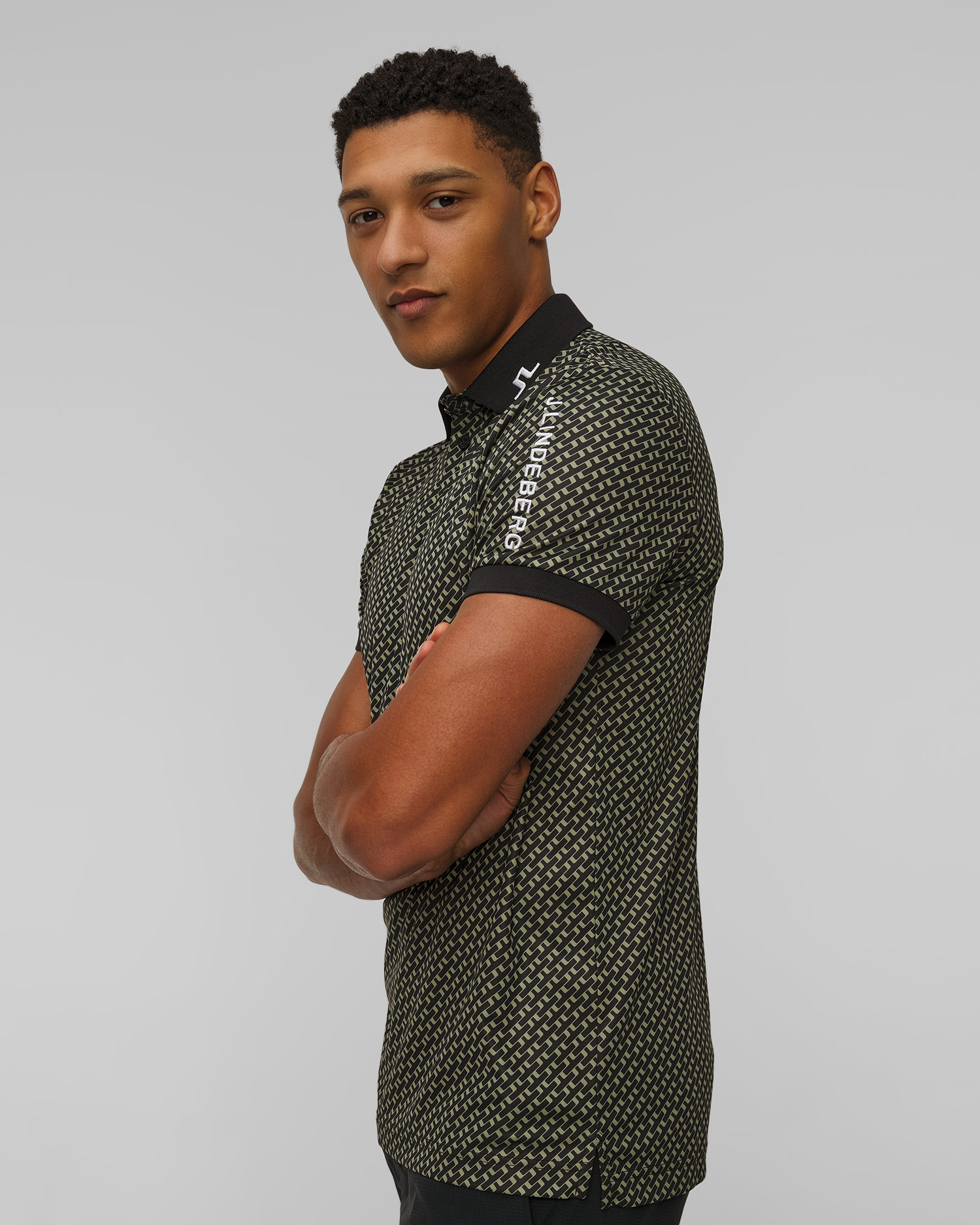 Polo techniczne męskie J.Lindeberg Tour Tech Print Polo zielono-czarne