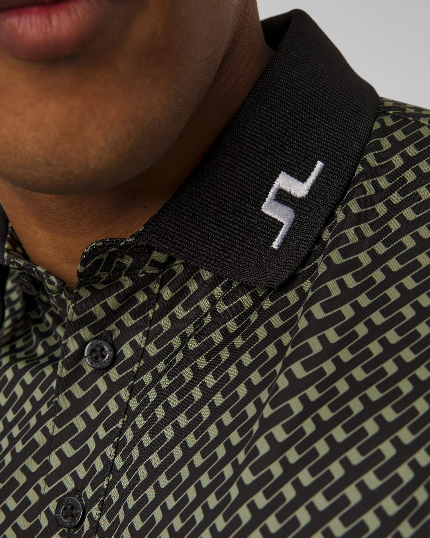 Polo techniczne męskie J.Lindeberg Tour Tech Print Polo zielono-czarne