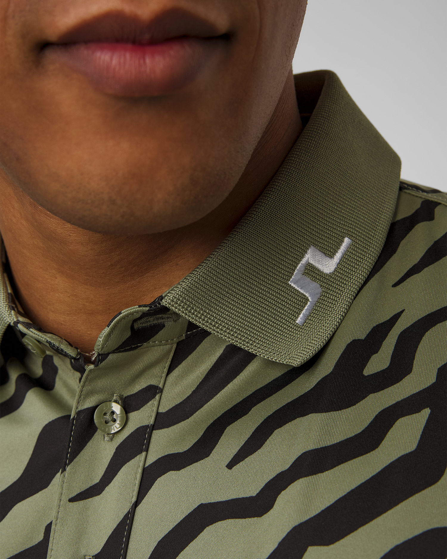 Polo tehnic pentru bărbați J.Lindeberg Tour Tech Print Polo verde și negru