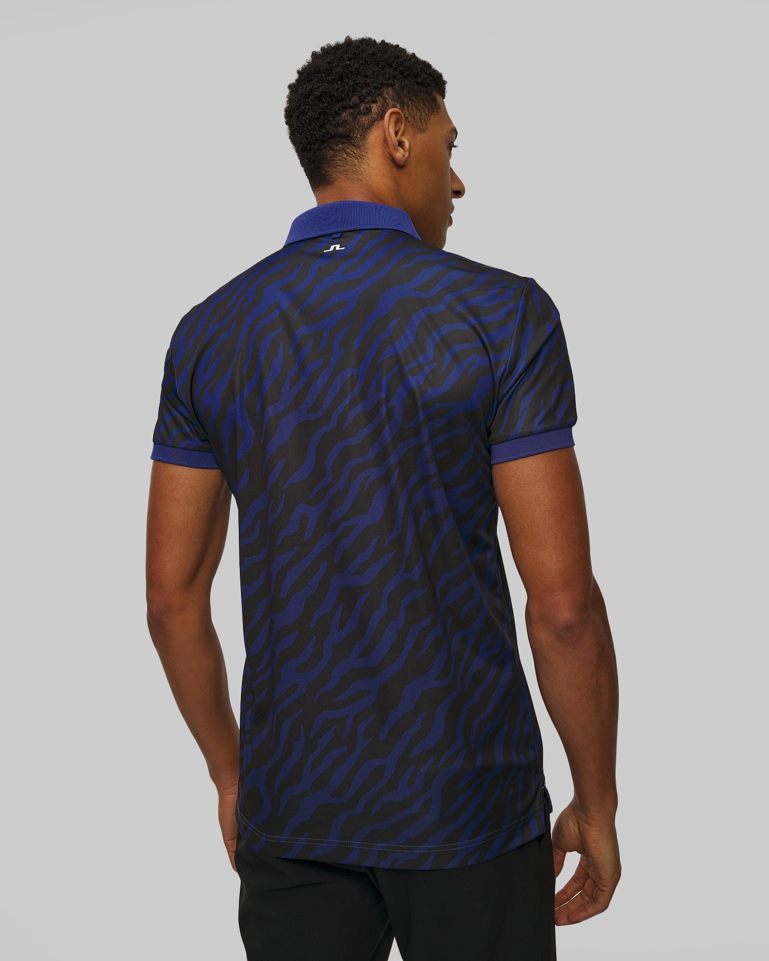Polo tehnic pentru bărbați J.Lindeberg Tour Tech Print Polo bleumarin și negru
