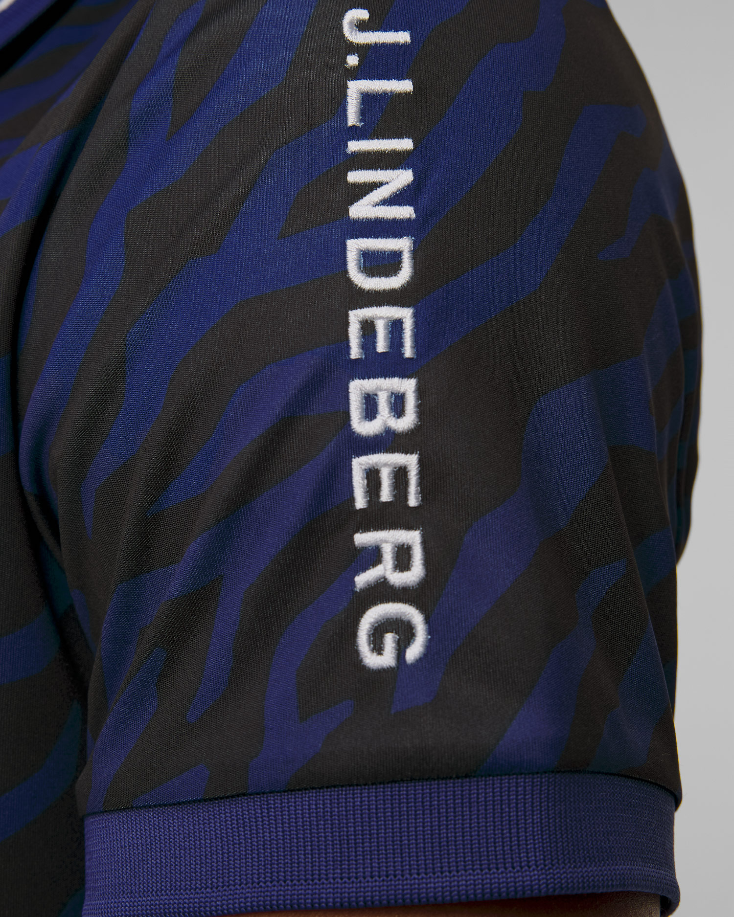 Polo techniczne męskie J.Lindeberg Tour Tech Print Polo granatowo-czarne