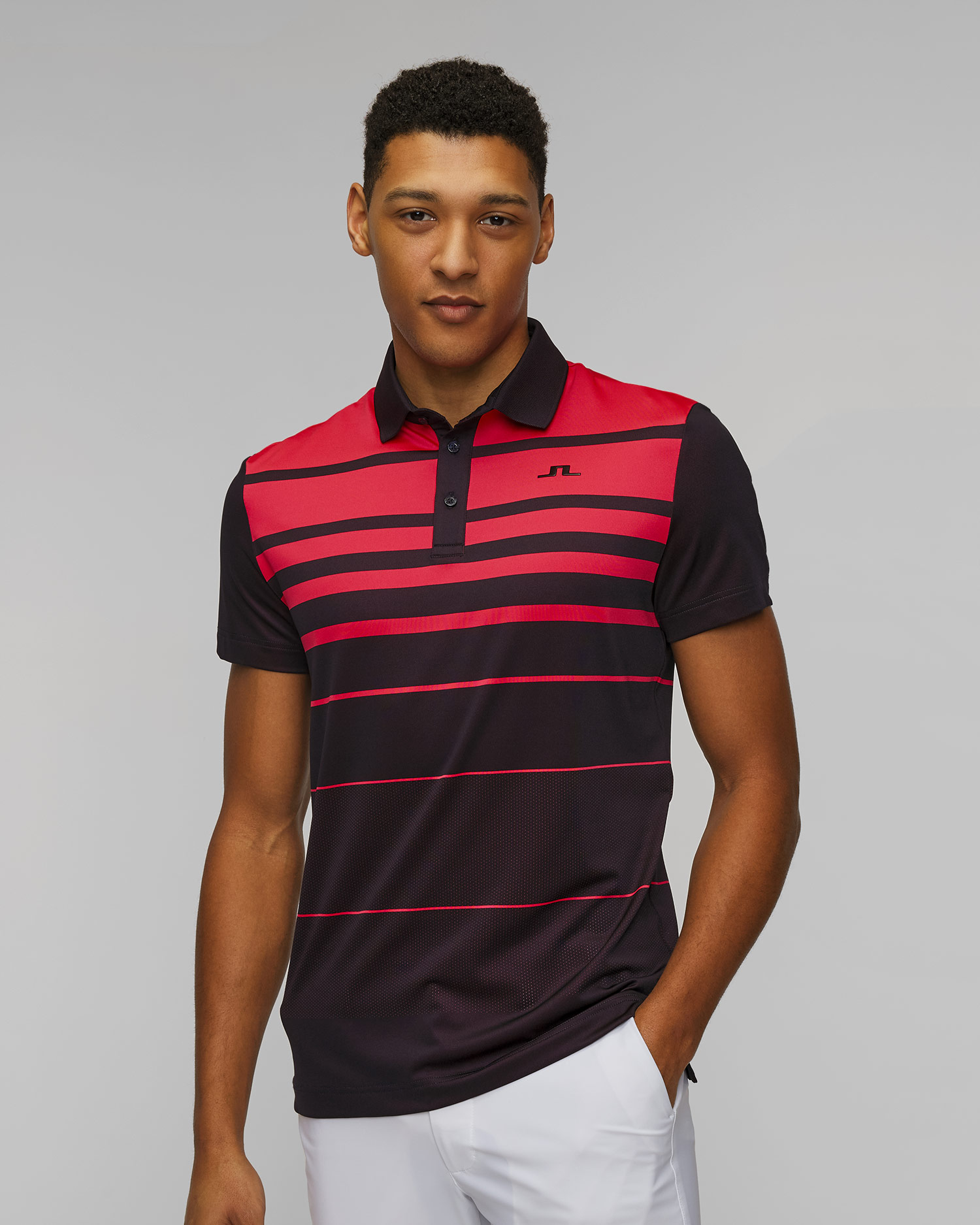 Polo technique bleu marine et rose pour hommes J.Lindeberg Olof Polo