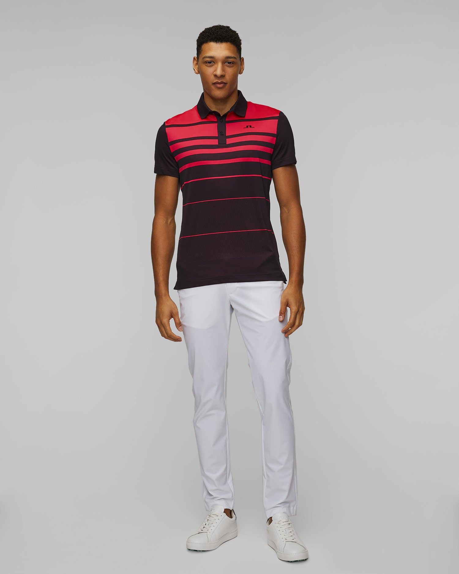 Polo technique bleu marine et rose pour hommes J.Lindeberg Olof Polo