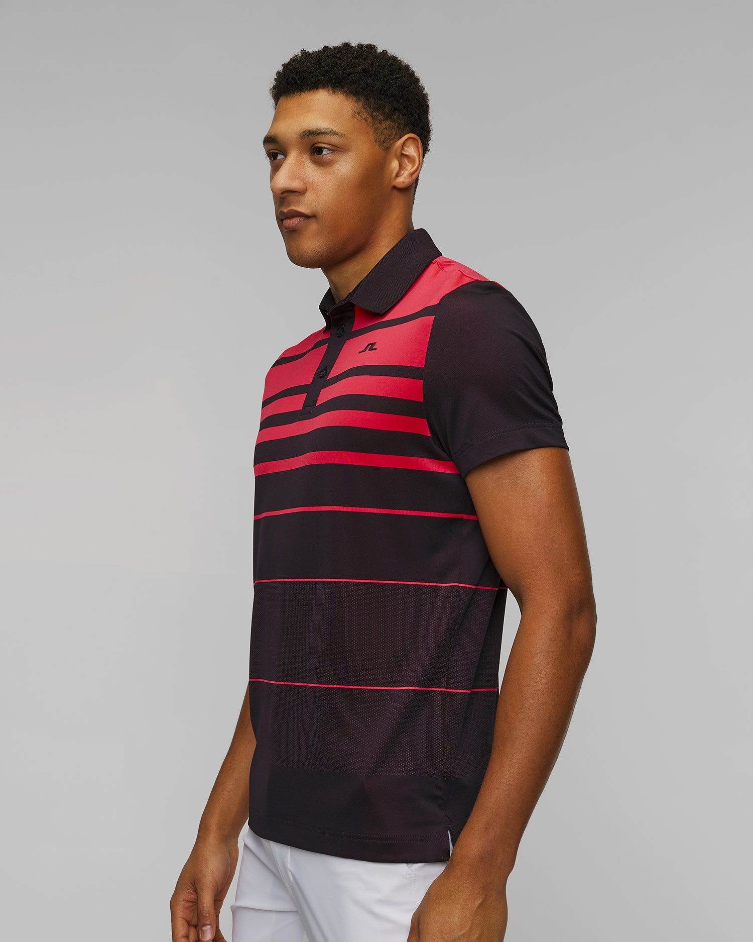 Polo technique bleu marine et rose pour hommes J.Lindeberg Olof Polo