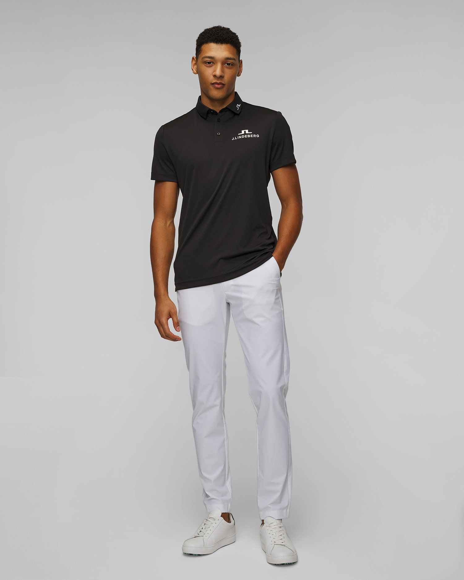 Polo technique noir pour hommes J.Lindeberg KV Tour Golf Polo
