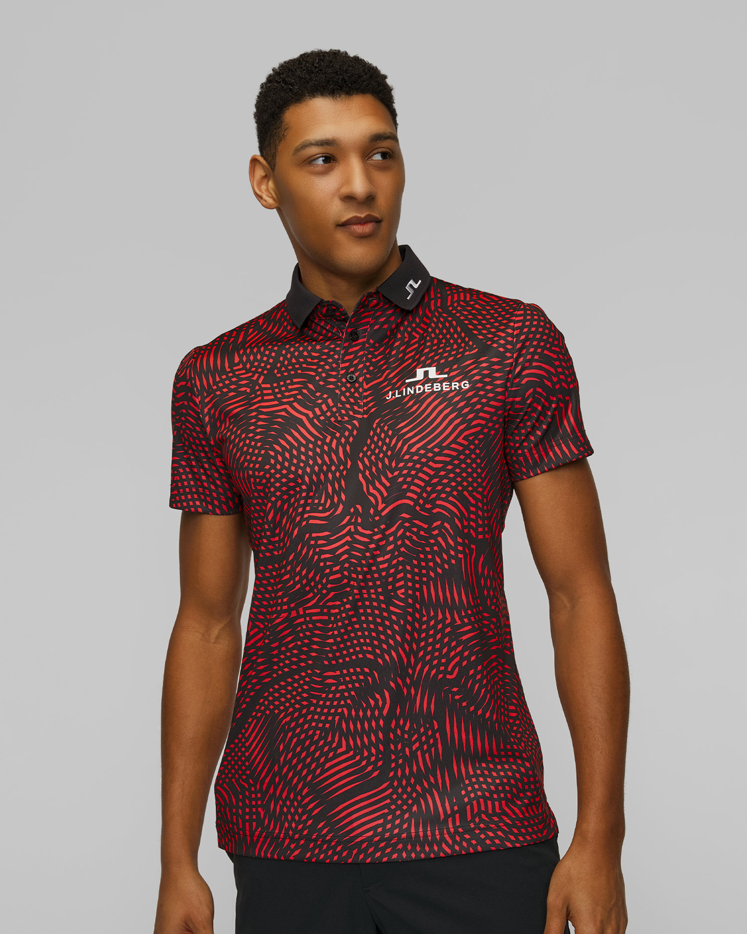 Pánska funkčná polokošeľa J.Lindeberg KV Tour Golf Polo červeno-čierna