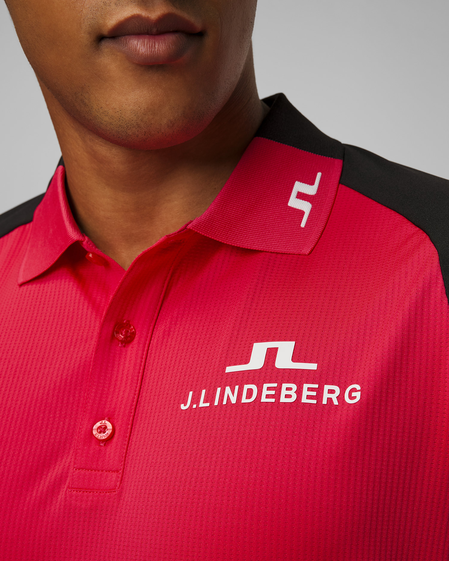 Pánska funkčná polokošeľa J.Lindeberg Calle Tour Polo červeno-čierna