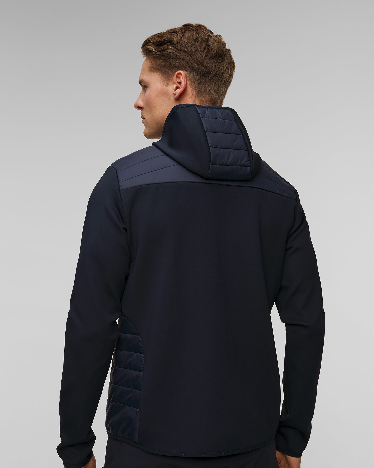 Veste hybride bleu marine pour hommes J.Lindeberg Holden Quilt Hybrid Hood