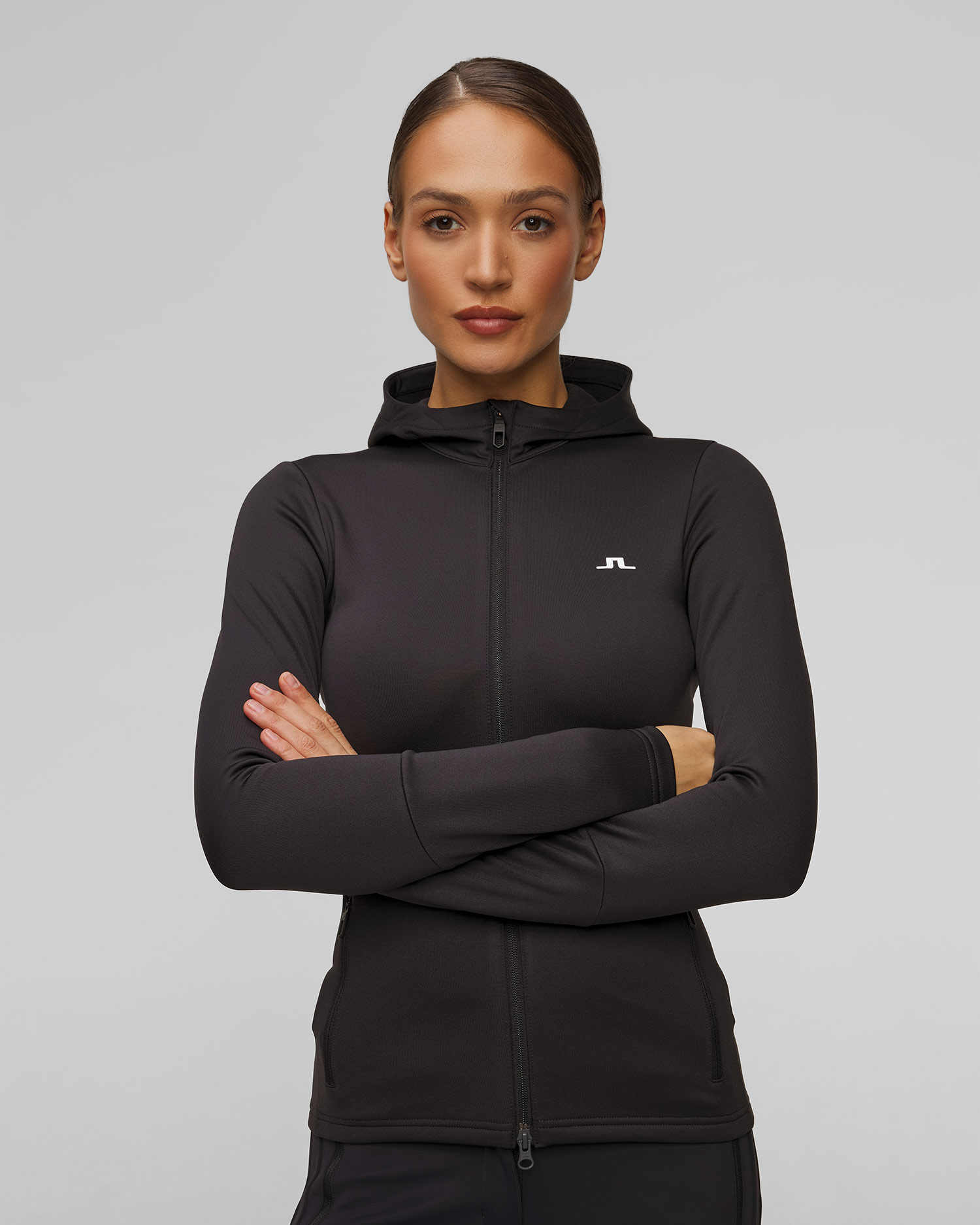 Women's black sweatshirt J.Lindeberg W Aerial Zip Hood
