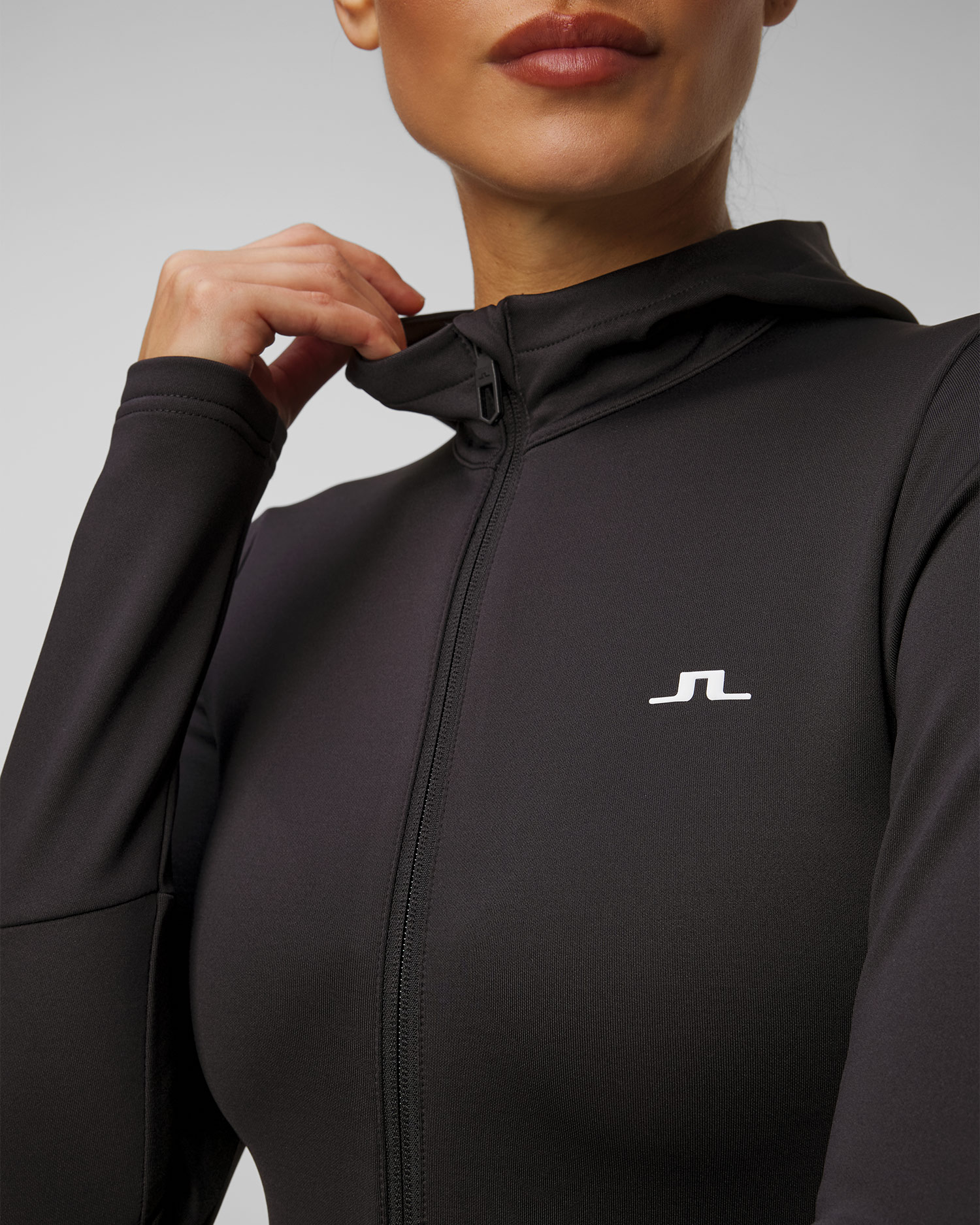 Hanorac negru pentru femei J.Lindeberg W Aerial Zip Hood
