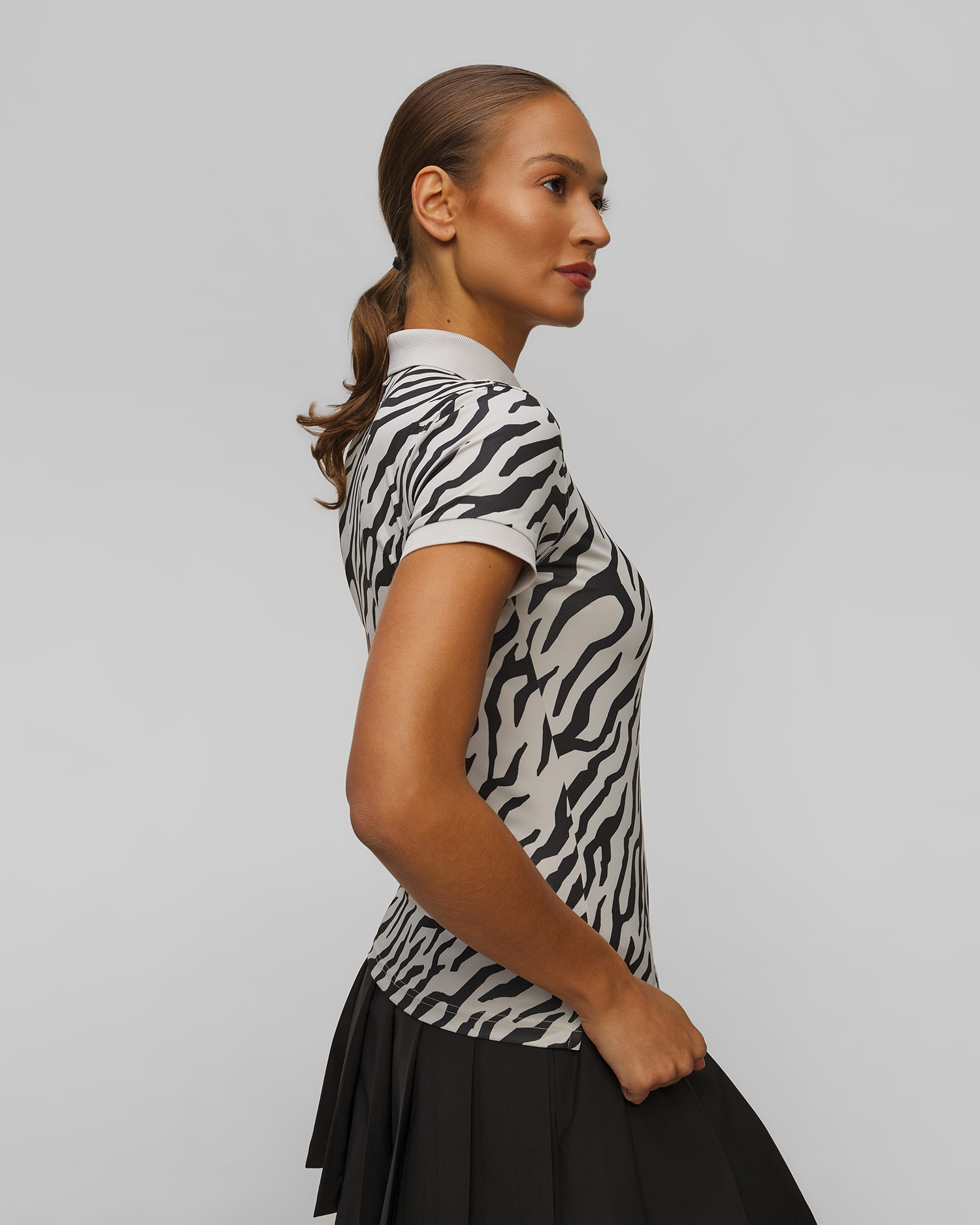 Polo technique noir et blanc pour femmes J.Lindeberg Tour Tech Print Polo