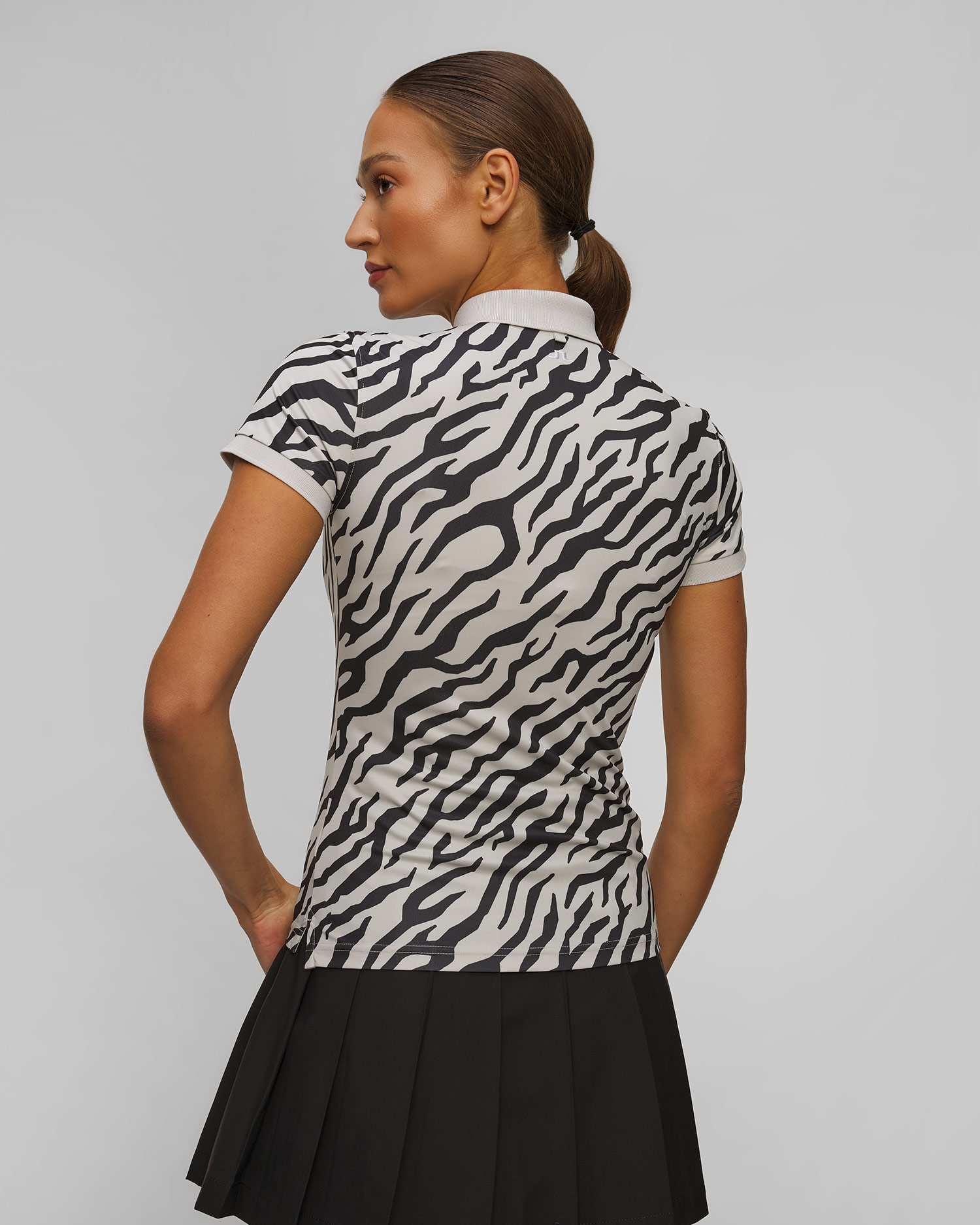 Polo technique noir et blanc pour femmes J.Lindeberg Tour Tech Print Polo