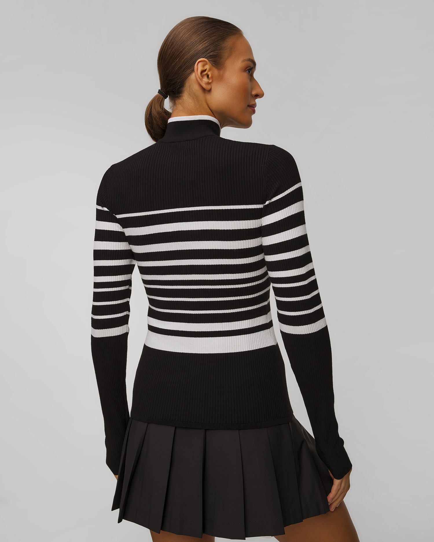 Col roulé noir et blanc pour femmes J.Lindeberg Cheryl Knitted Zip Sweater 