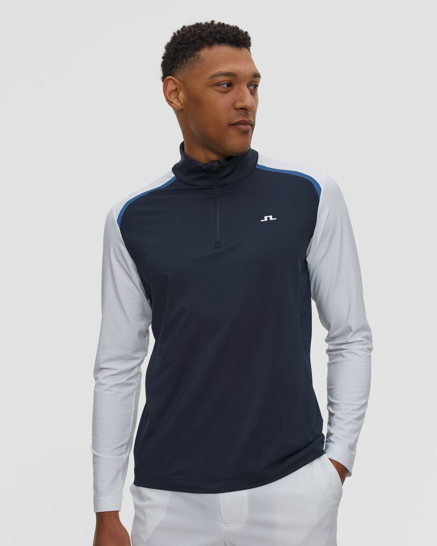 Bluza granatowa męska J.Lindeberg Men Blake Zip Mid Layer, Barva/Vzor: Granatowy