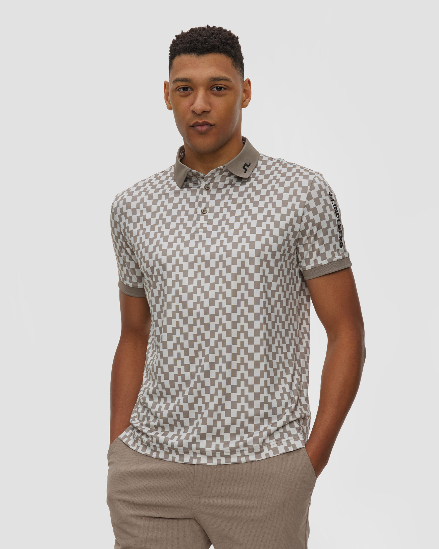 Koszulka polo męska J.Lindeberg Men Tour Tech Print Polo, Barva/Vzor: Szary