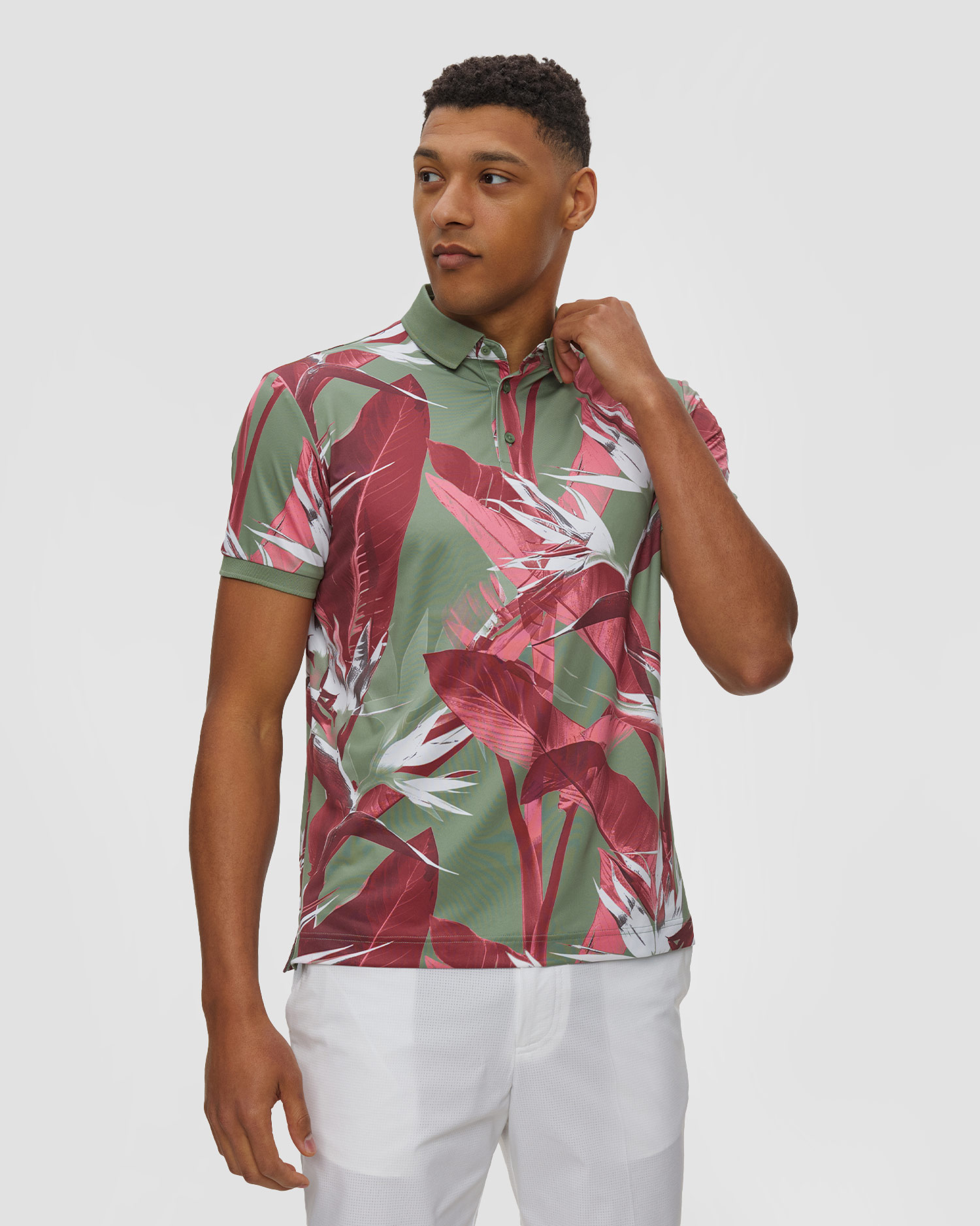 Koszulka polo męska J.Lindeberg Men Tour Tech Print Polo, Barva/Vzor: Print,Różowy,Szary