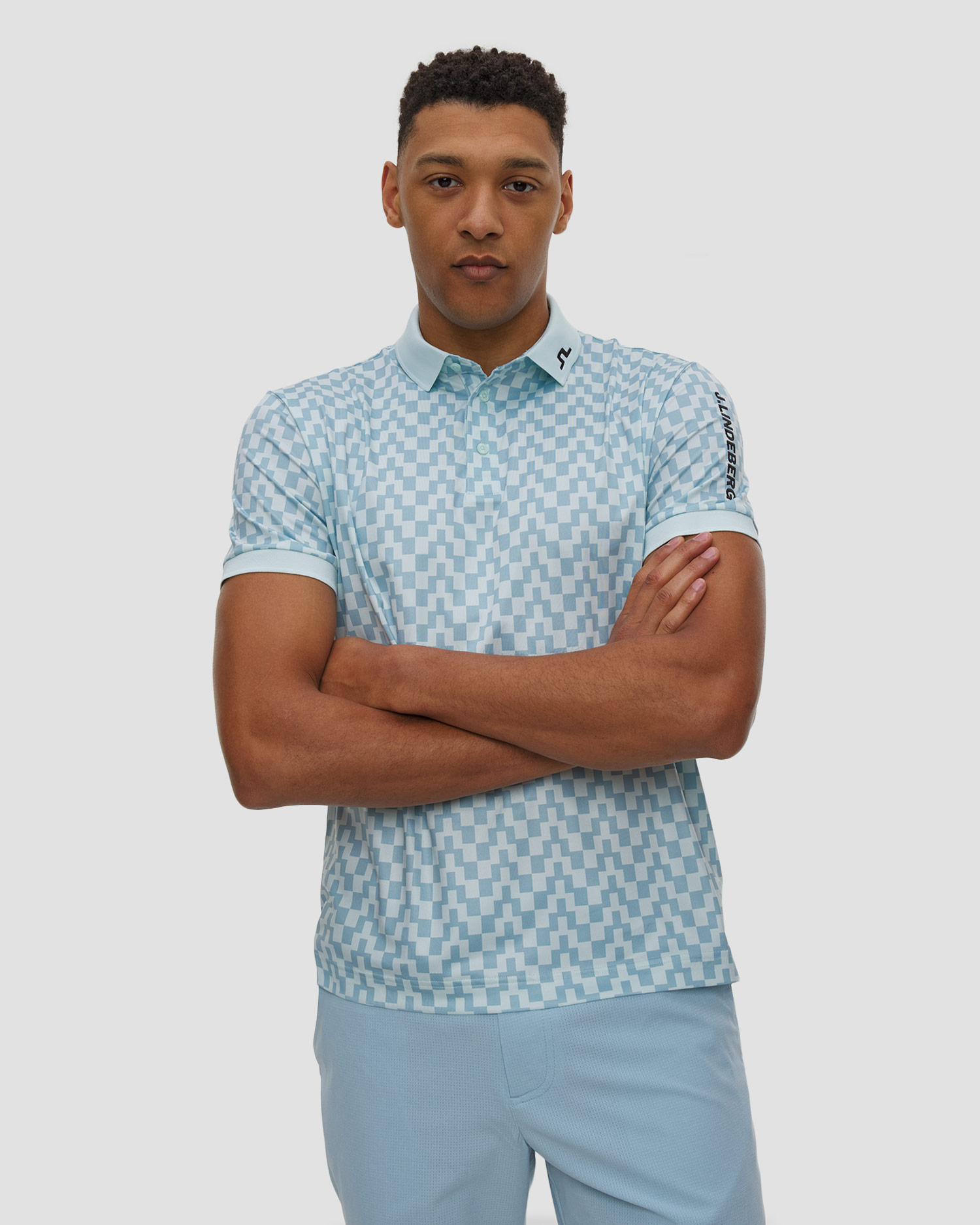 Koszulka polo męska J.Lindeberg Men Tour Tech Print Polo, Barva/Vzor: Niebieski,Print