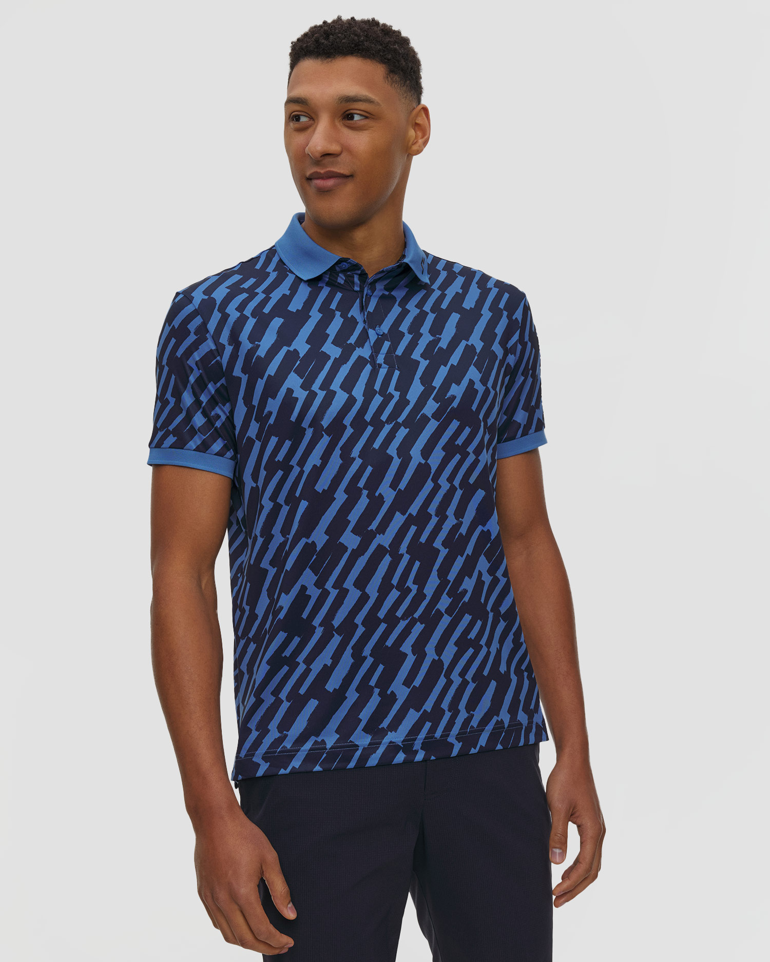 Koszulka polo męska J.Lindeberg Men Tour Tech Print Polo, Barva/Vzor: Niebieski,Print