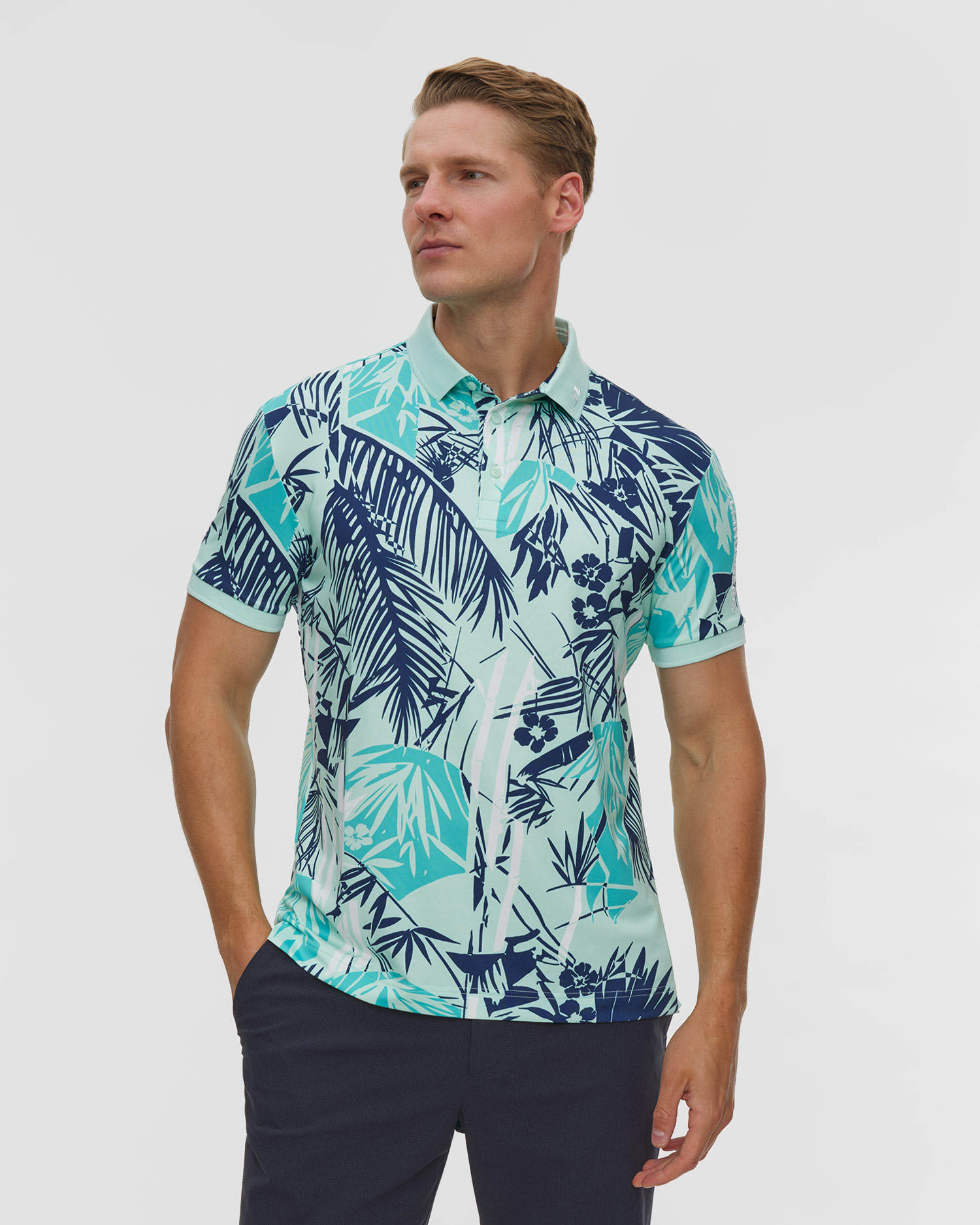 Polo męskie J.Lindeberg Men Tour Tech Print Polo, Barva/Vzor: Niebieski,Print