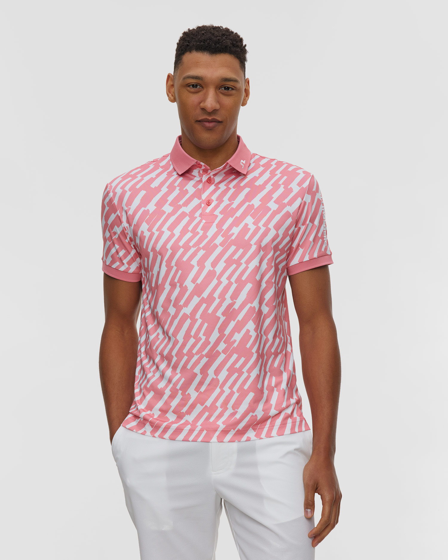 Koszulka polo męska J.Lindeberg Men Tour Tech Print Polo, Barva/Vzor: Różowy