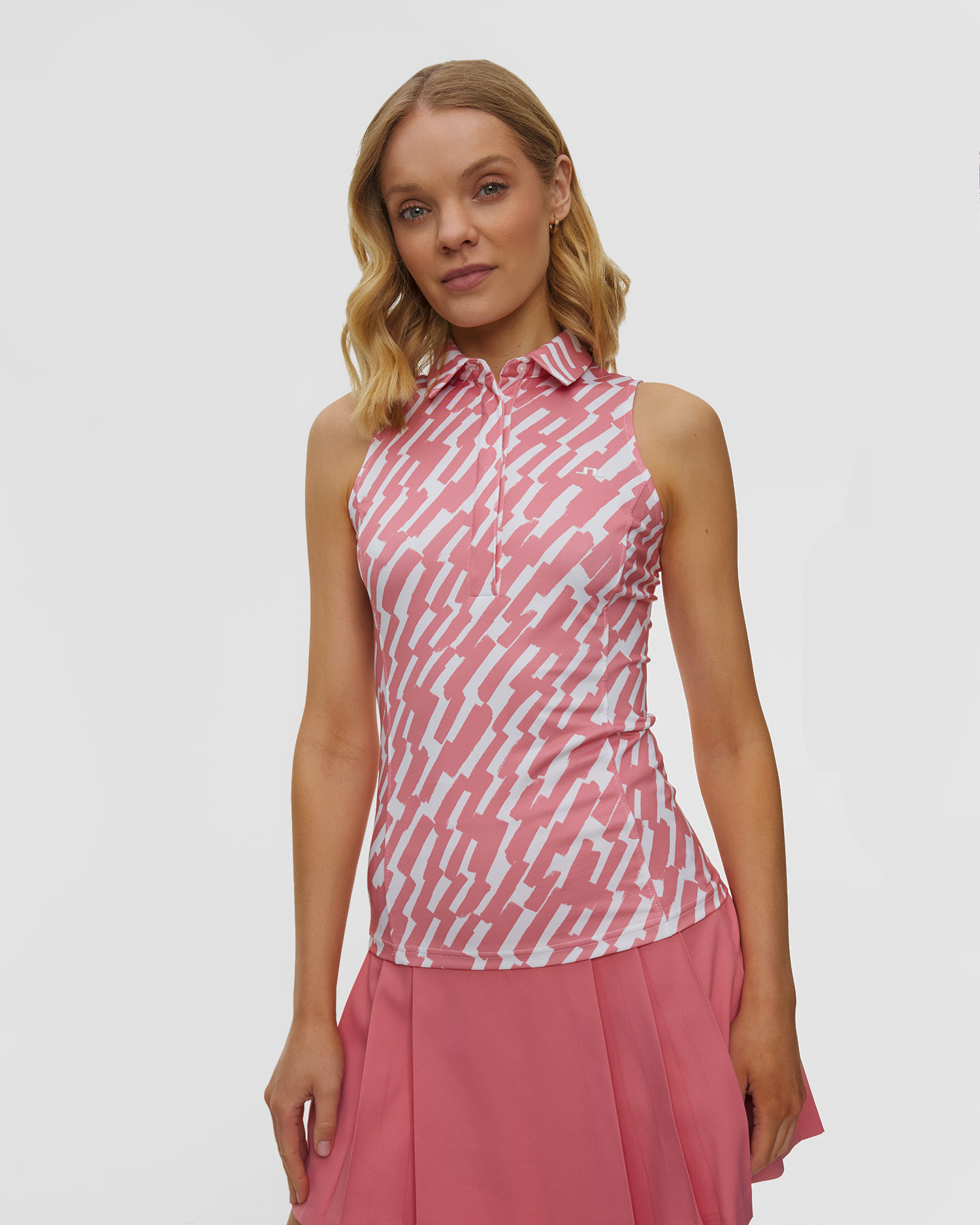 J.Lindeberg Ladies Dena Print Sleeveless Polo Damen-Poloshirt ohne Ärmel